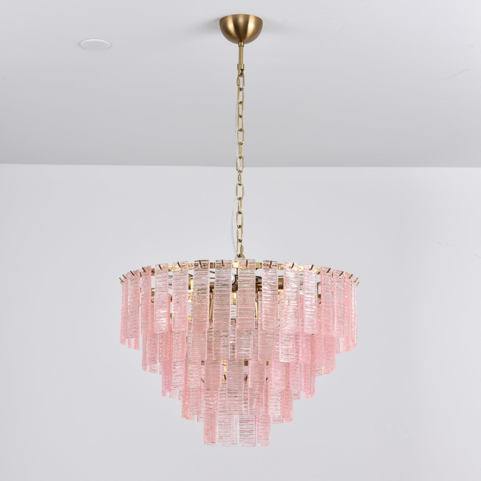Aurora Chandelier Pink Murano Glass Layered Vintage Luxury - Blowlighting