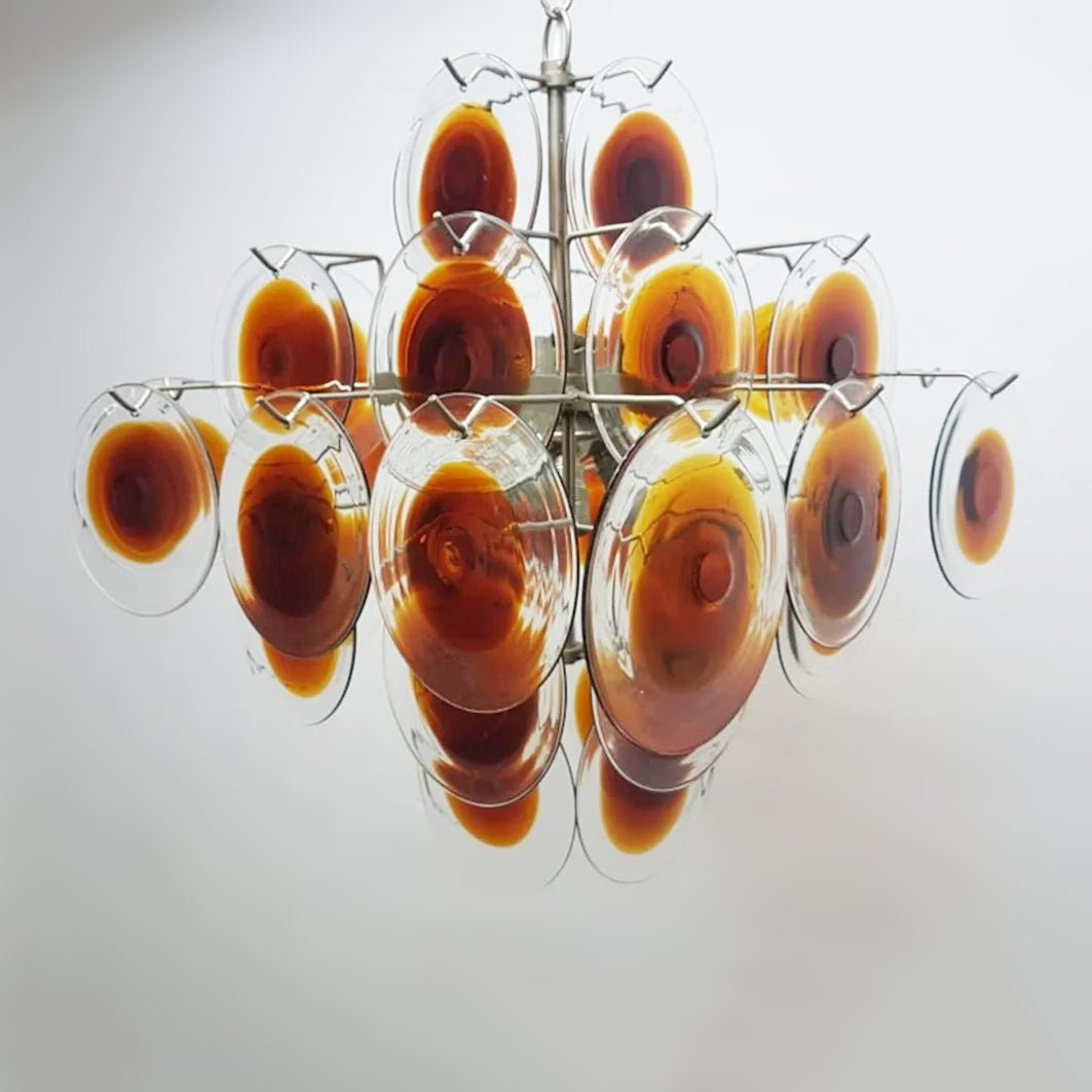 Aurora Chandelier Murano Glass Disc Mid Century - Blowlighting