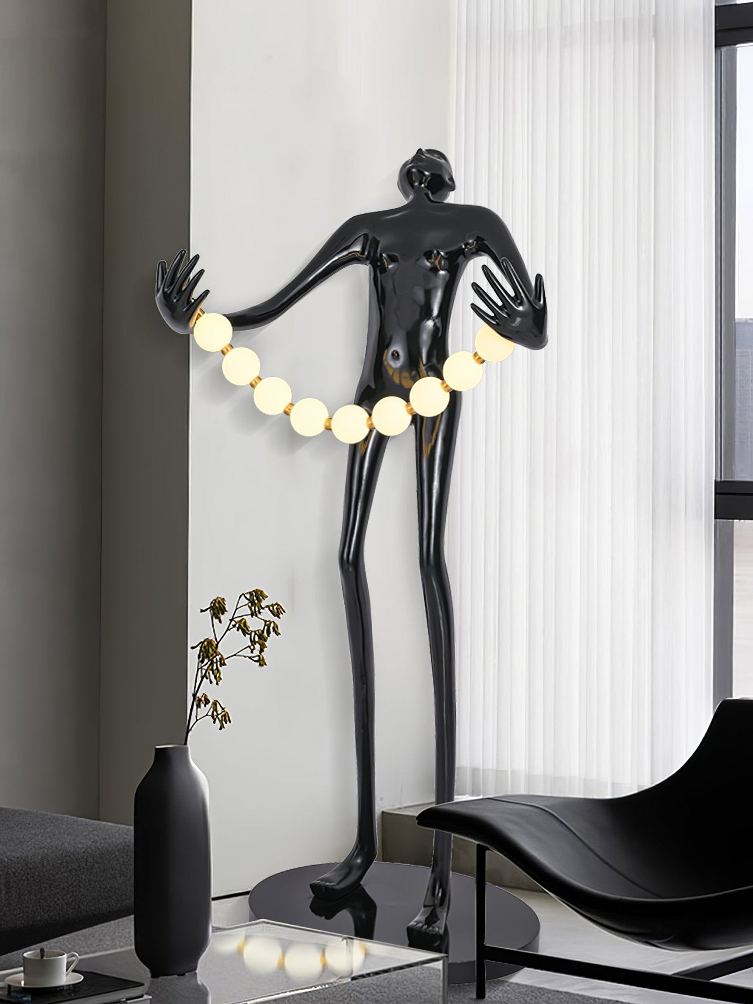 Orbit Beaded Sculptural Metal Floor Lamp - Blowlighting