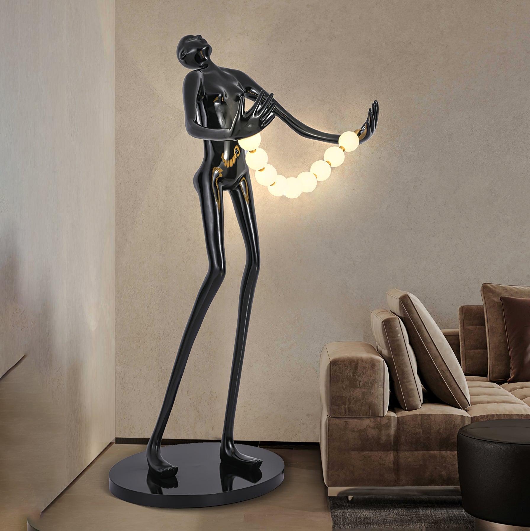 Orbit Beaded Sculptural Metal Floor Lamp - Blowlighting