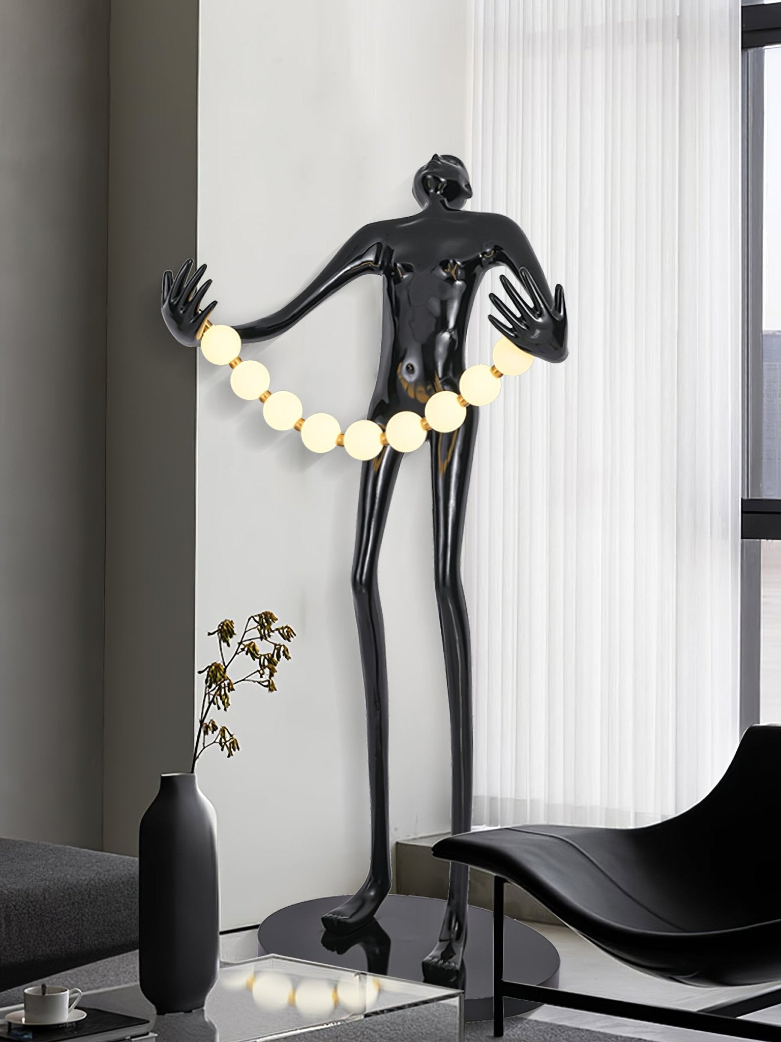 Orbit Beaded Sculptural Metal Floor Lamp - Blowlighting