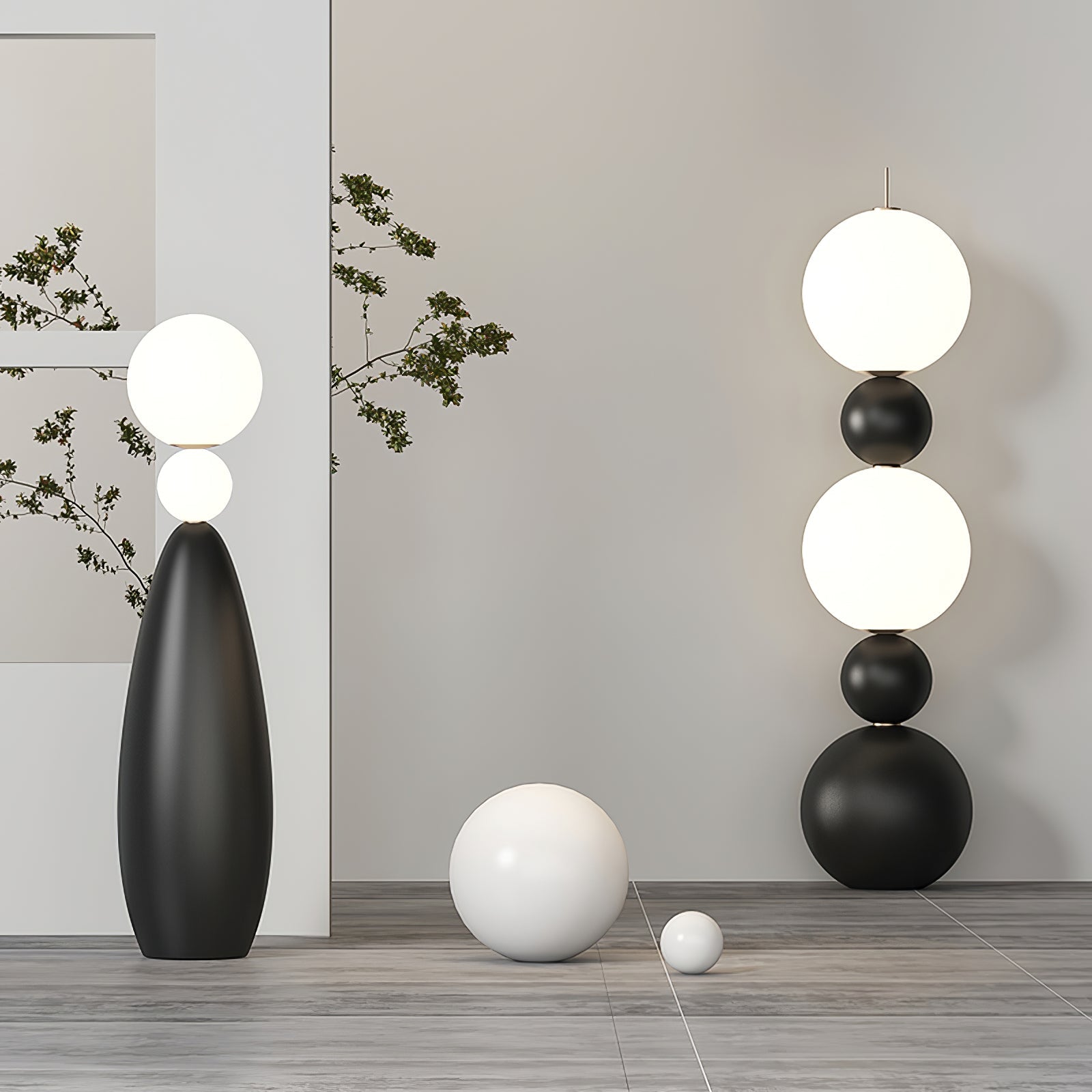 Ervynel Spherical Black Metal Floor Lamp - Blowlighting