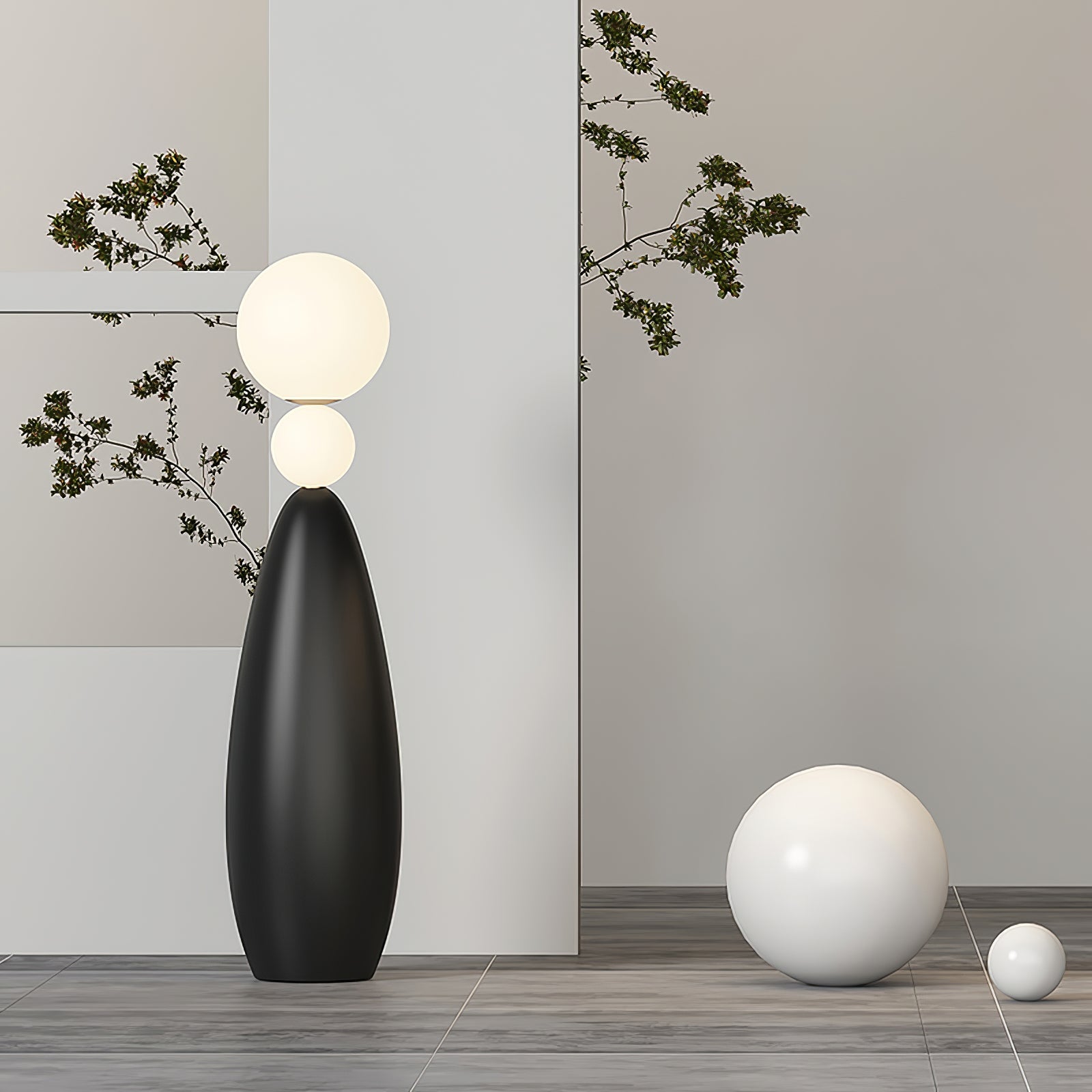 Ervynel Spherical Black Metal Floor Lamp - Blowlighting