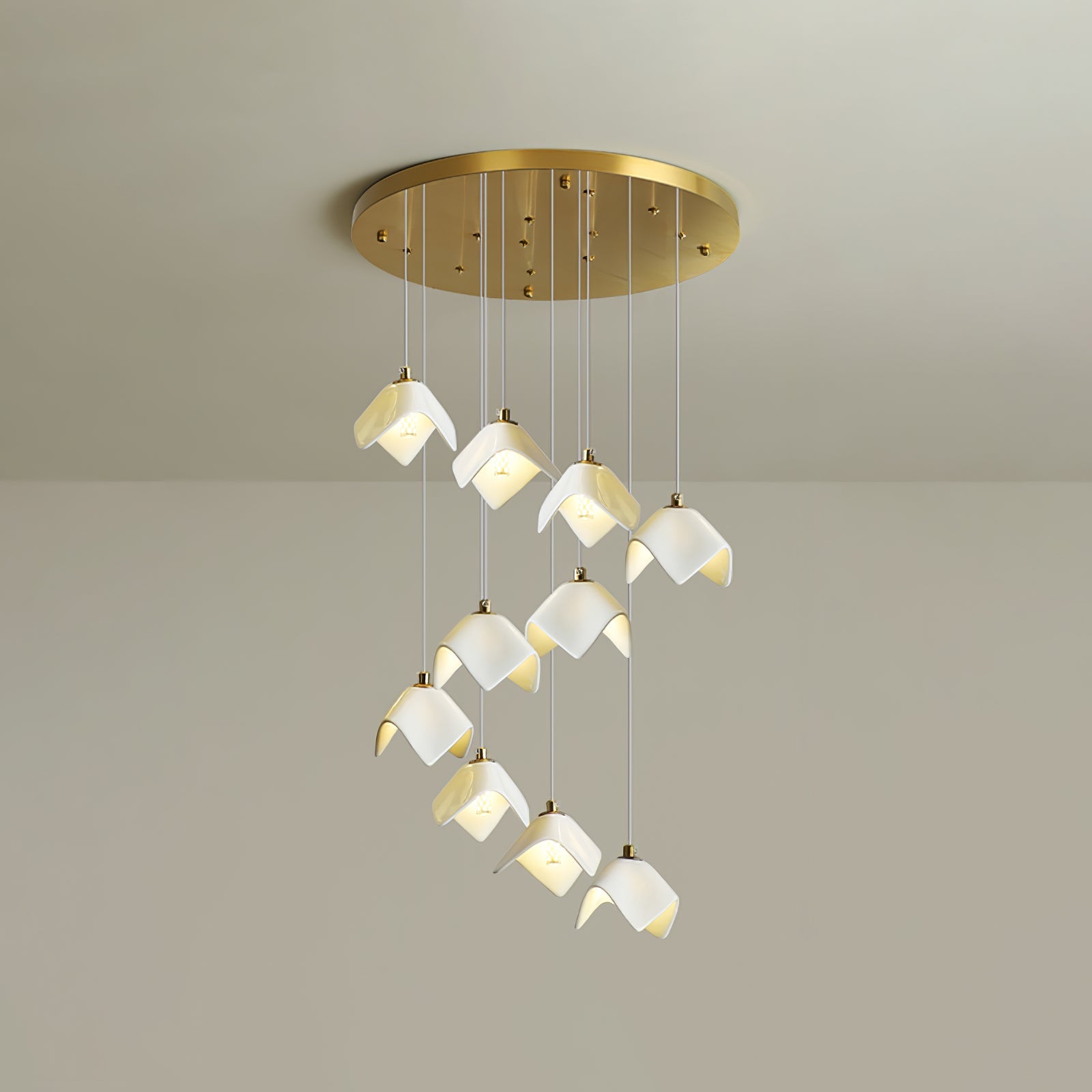 Cithayra Geometric Glass Brass Chandelier - Blowlighting
