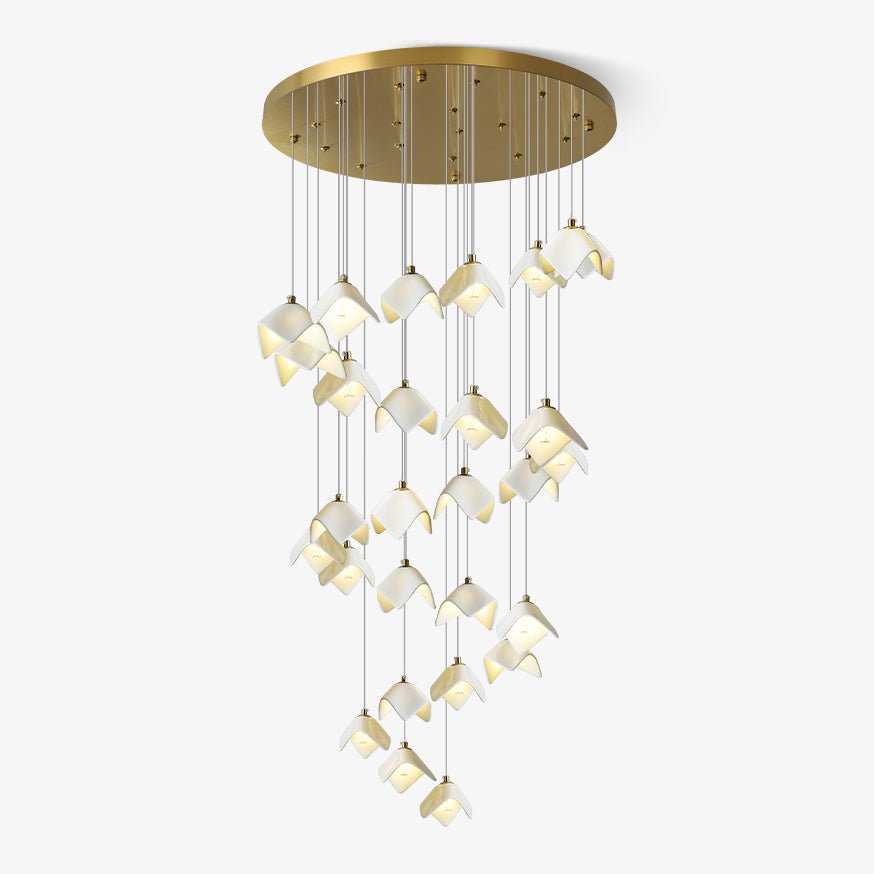 Cithayra Geometric Glass Brass Chandelier - Blowlighting
