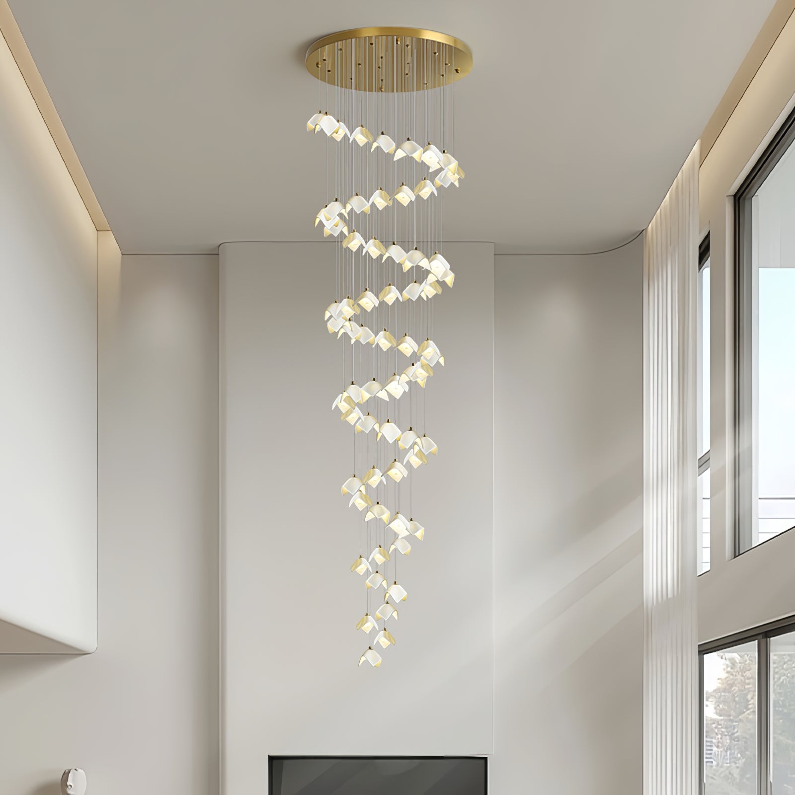 Cithayra Geometric Glass Brass Chandelier - Blowlighting