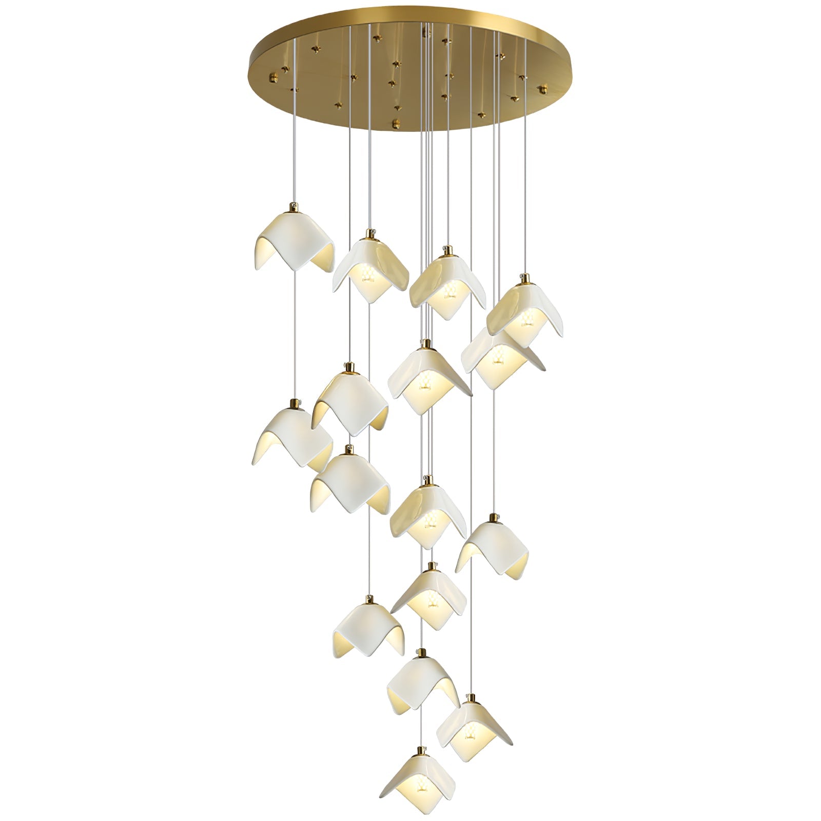 Cithayra Geometric Glass Brass Chandelier - Blowlighting
