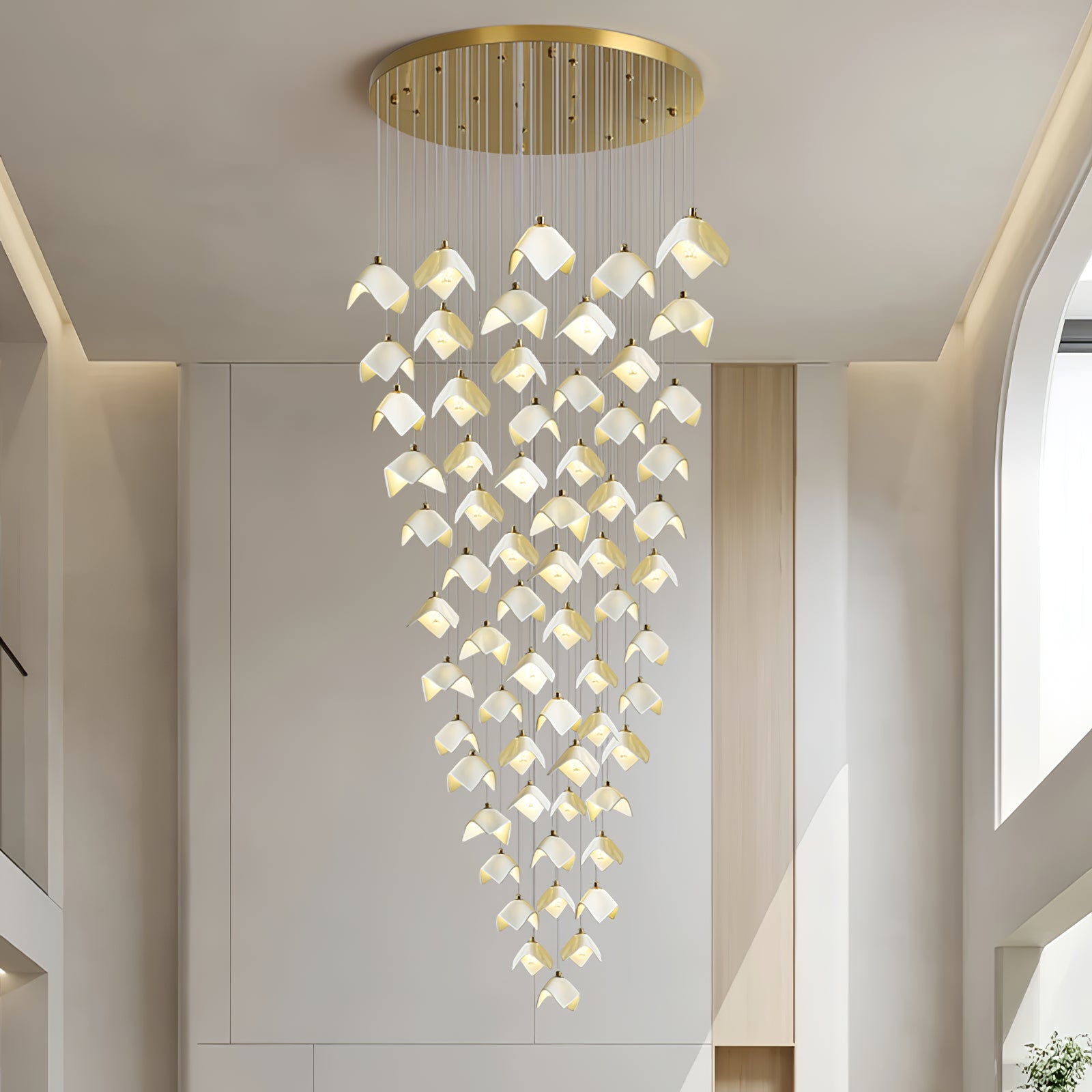 Cithayra Geometric Glass Brass Chandelier - Blowlighting
