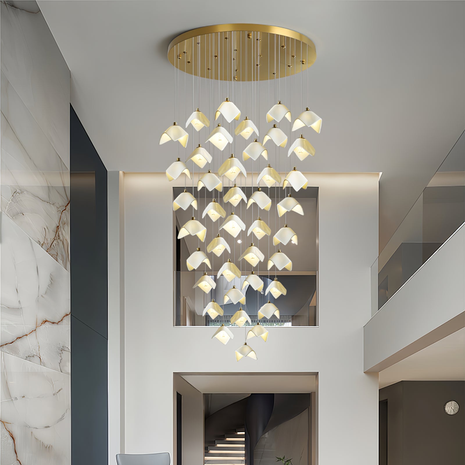 Cithayra Geometric Glass Brass Chandelier - Blowlighting