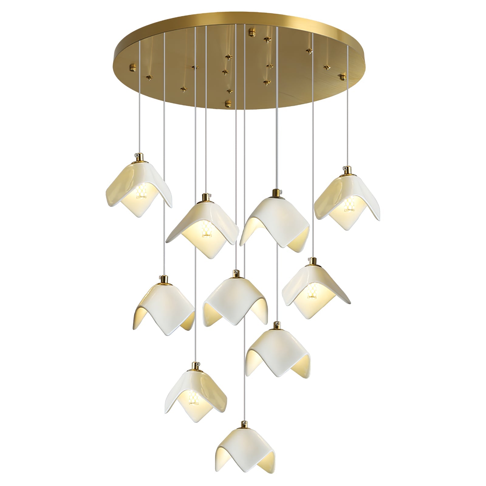 Cithayra Geometric Glass Brass Chandelier - Blowlighting