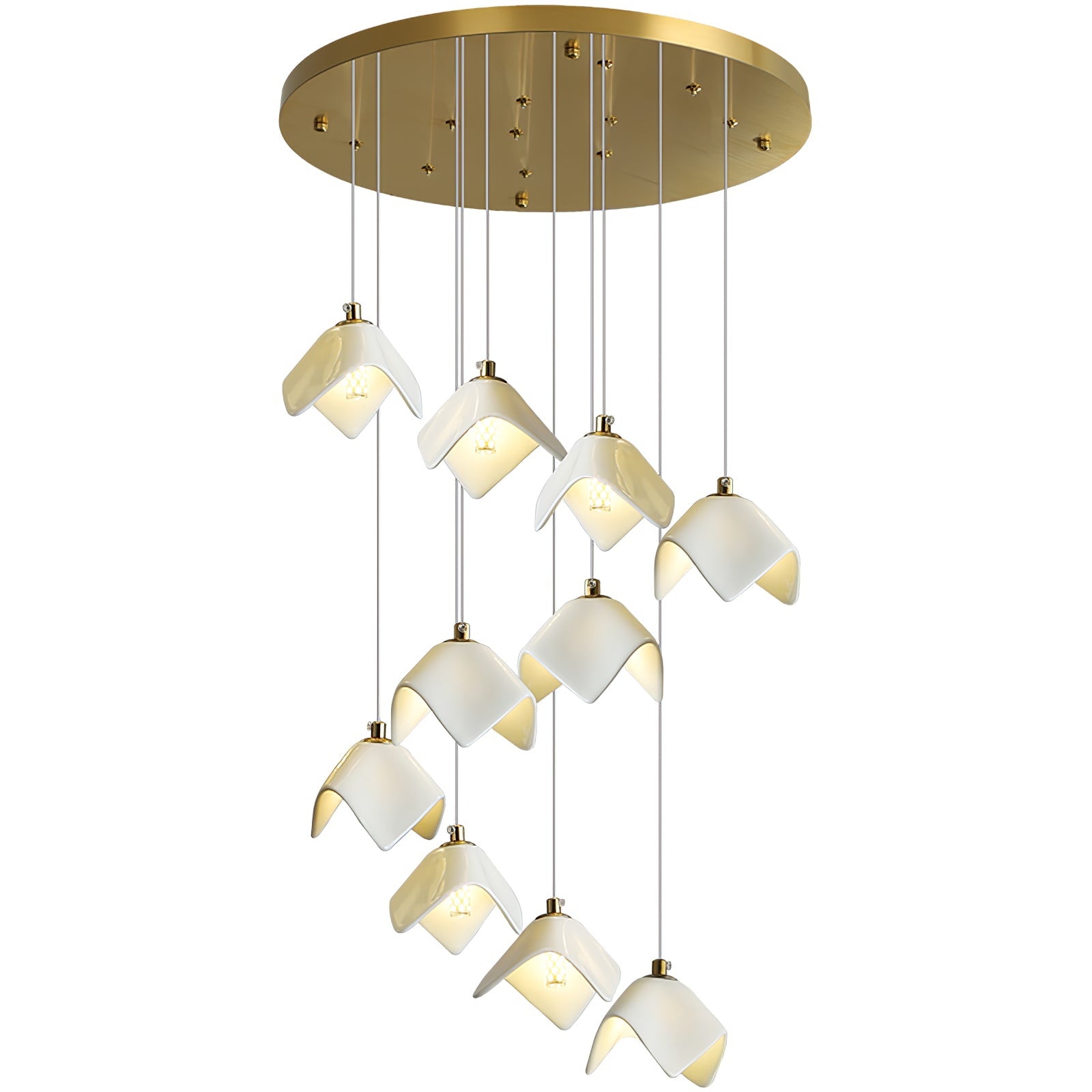 Cithayra Geometric Glass Brass Chandelier - Blowlighting