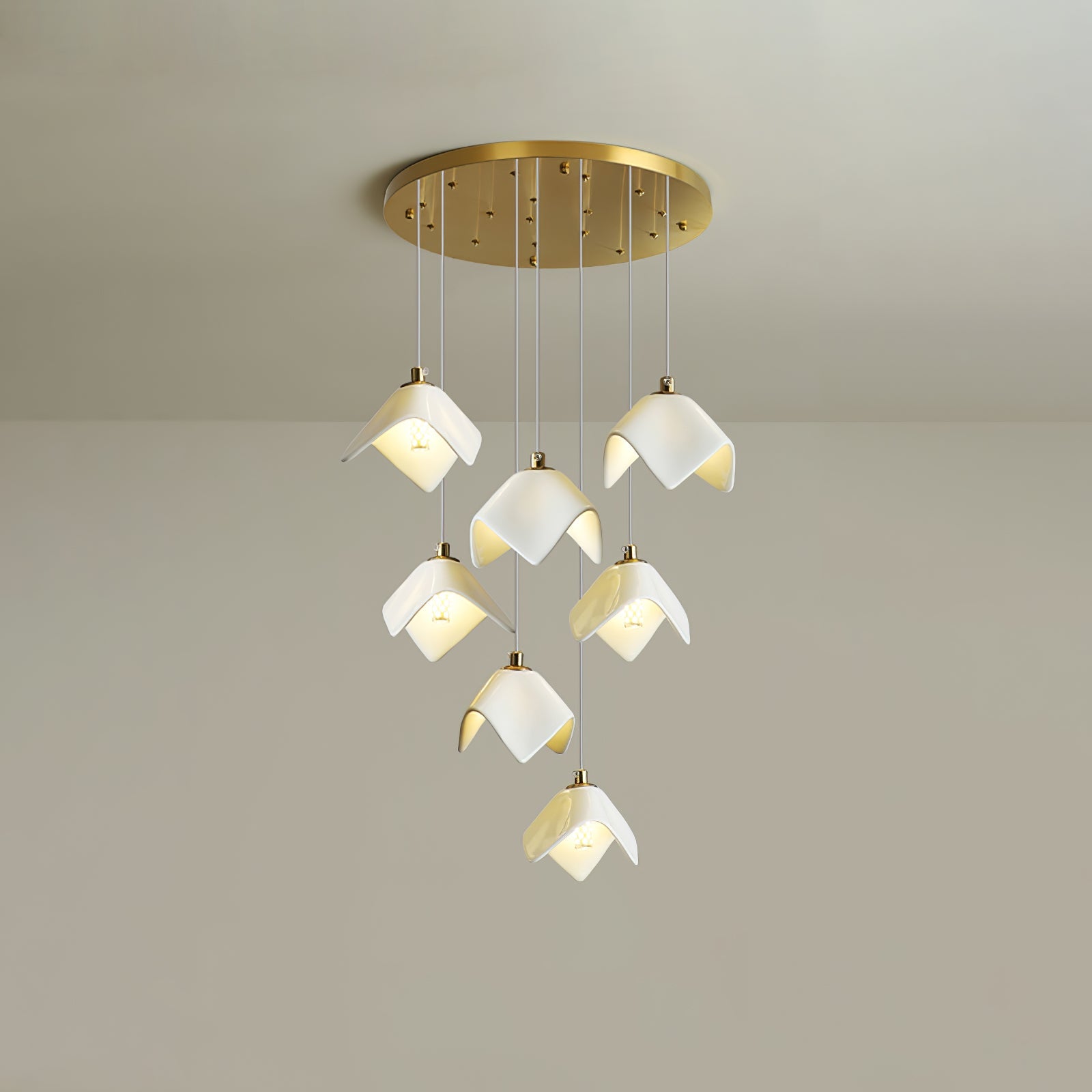 Cithayra Geometric Glass Brass Chandelier - Blowlighting
