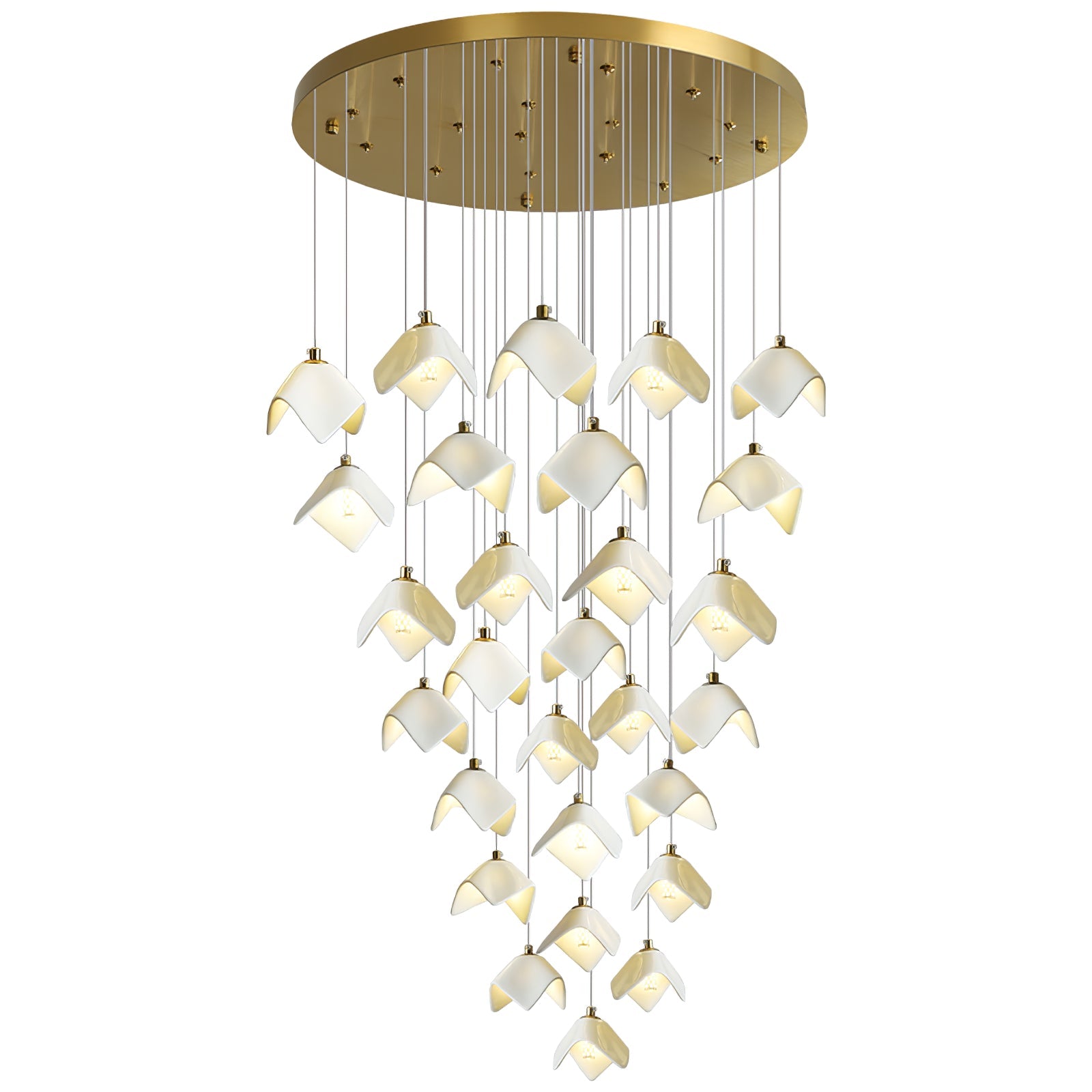 Cithayra Geometric Glass Brass Chandelier - Blowlighting