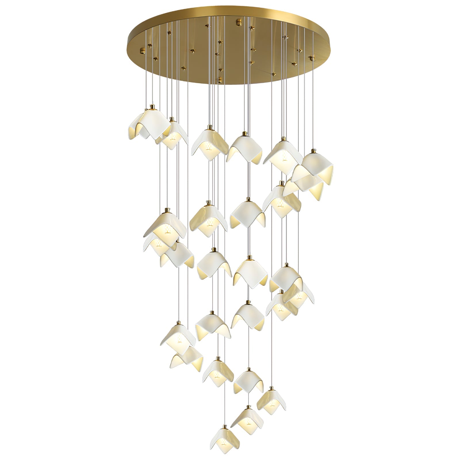 Cithayra Geometric Glass Brass Chandelier - Blowlighting