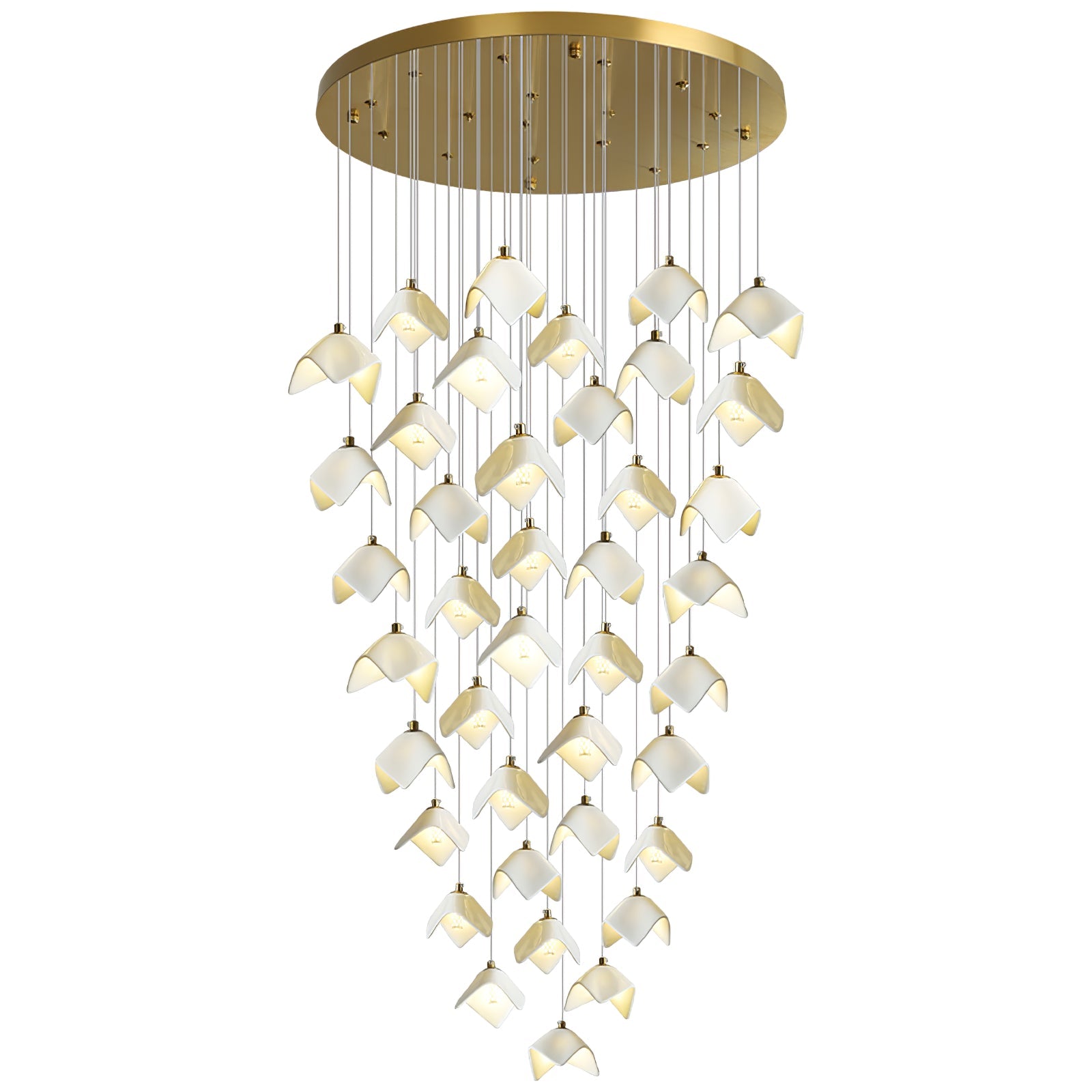 Cithayra Geometric Glass Brass Chandelier - Blowlighting