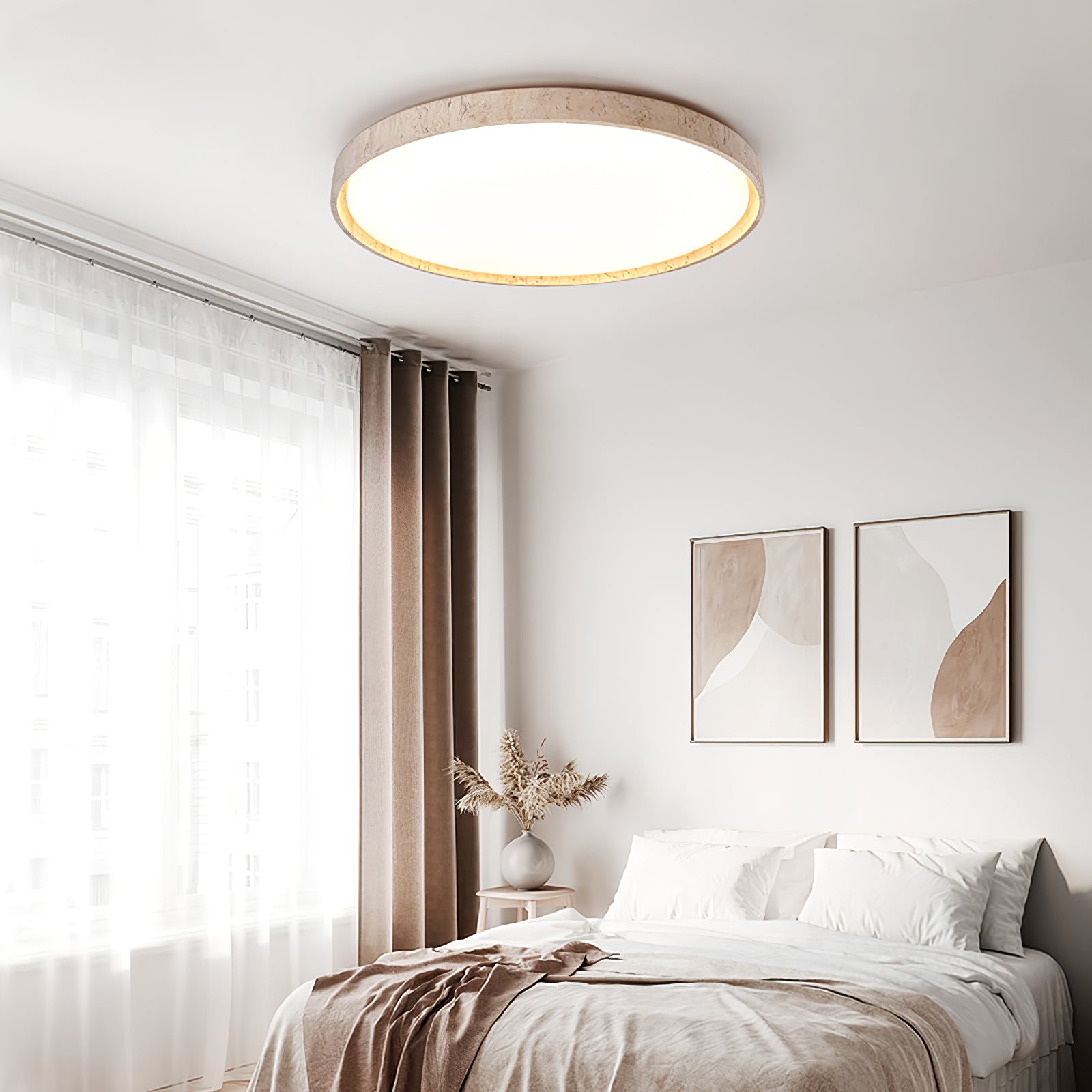 Kathy Travertine Round Ceiling Light - Blowlighting