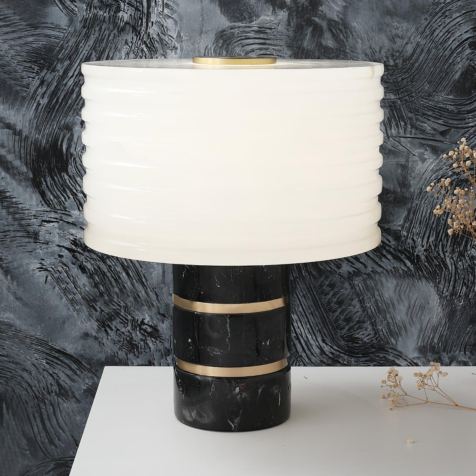 Elmarir Ribbed Alabaster Table Lamp - Blowlighting