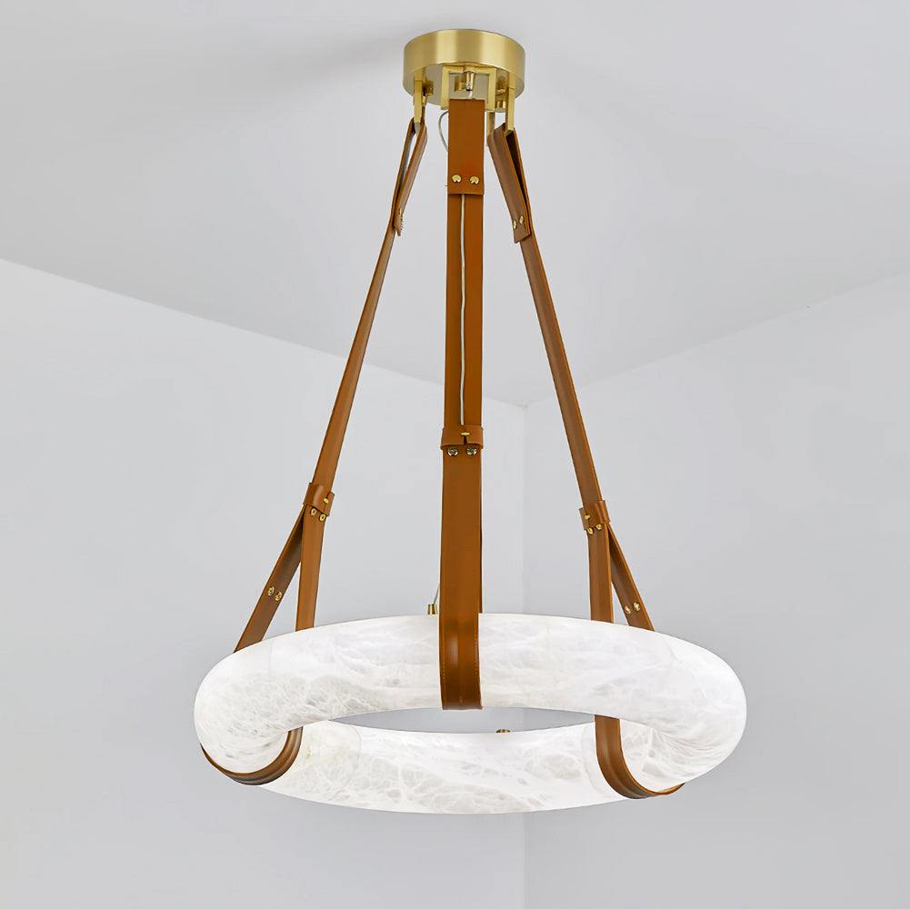 Luste Alabaster Chandeliers Ring Leather Strap Version A - Blowlighting
