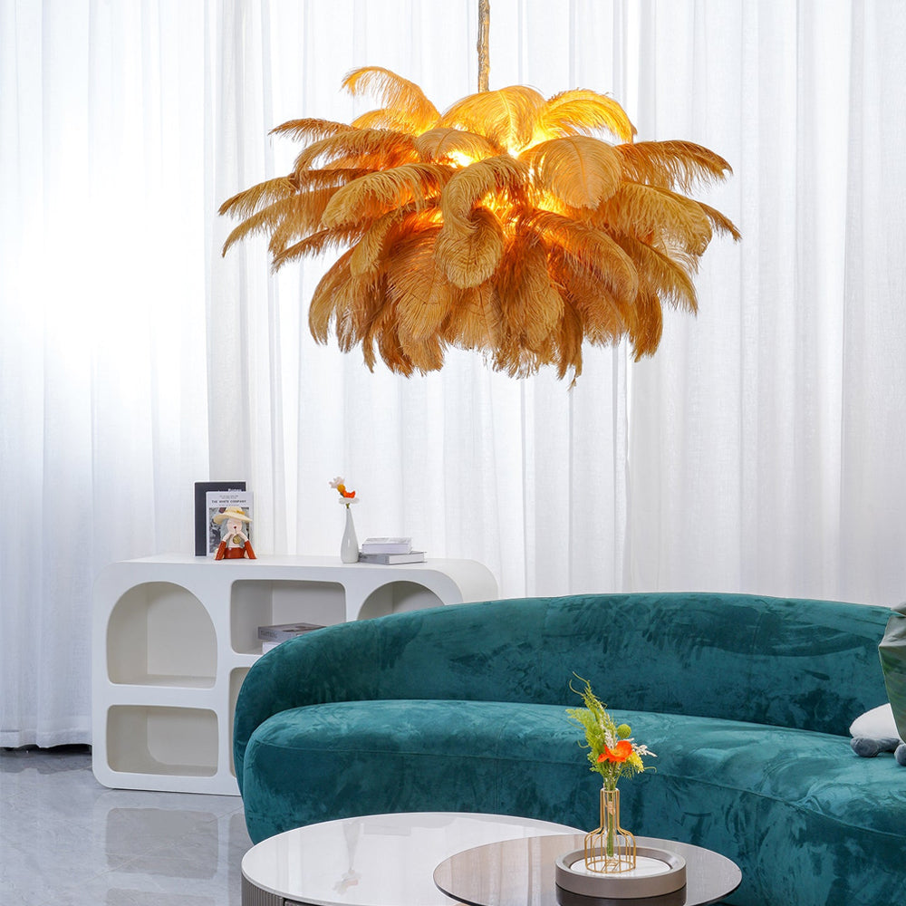 Ostrich Feather Chandelier - Blowlighting