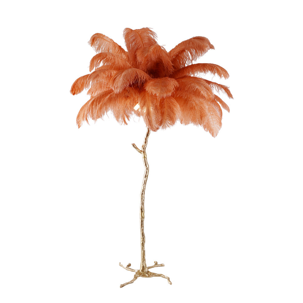 Ostrich Feather Brass Floor Lamp - Blowlighting