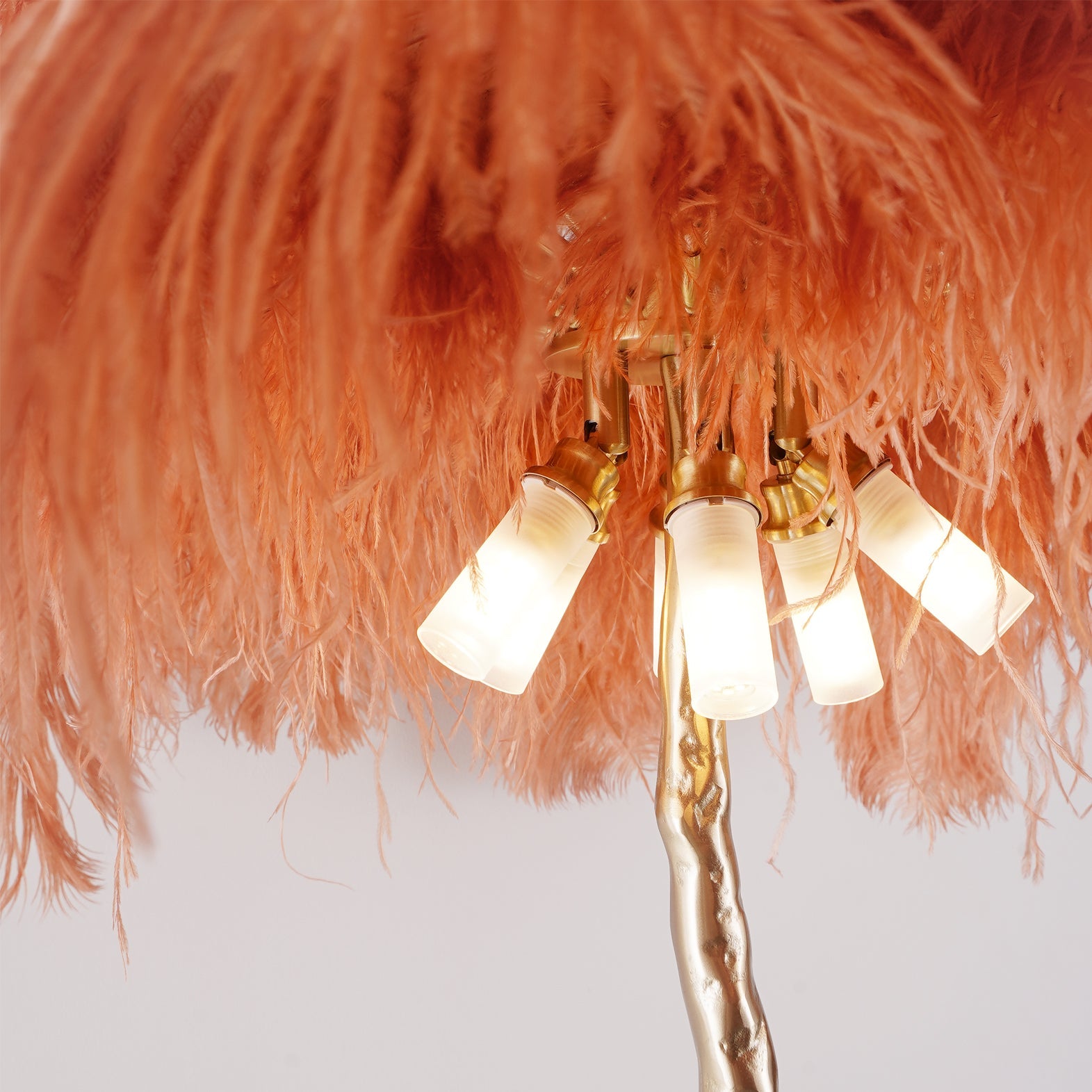 Ostrich Feather Brass Floor Lamp - Blowlighting