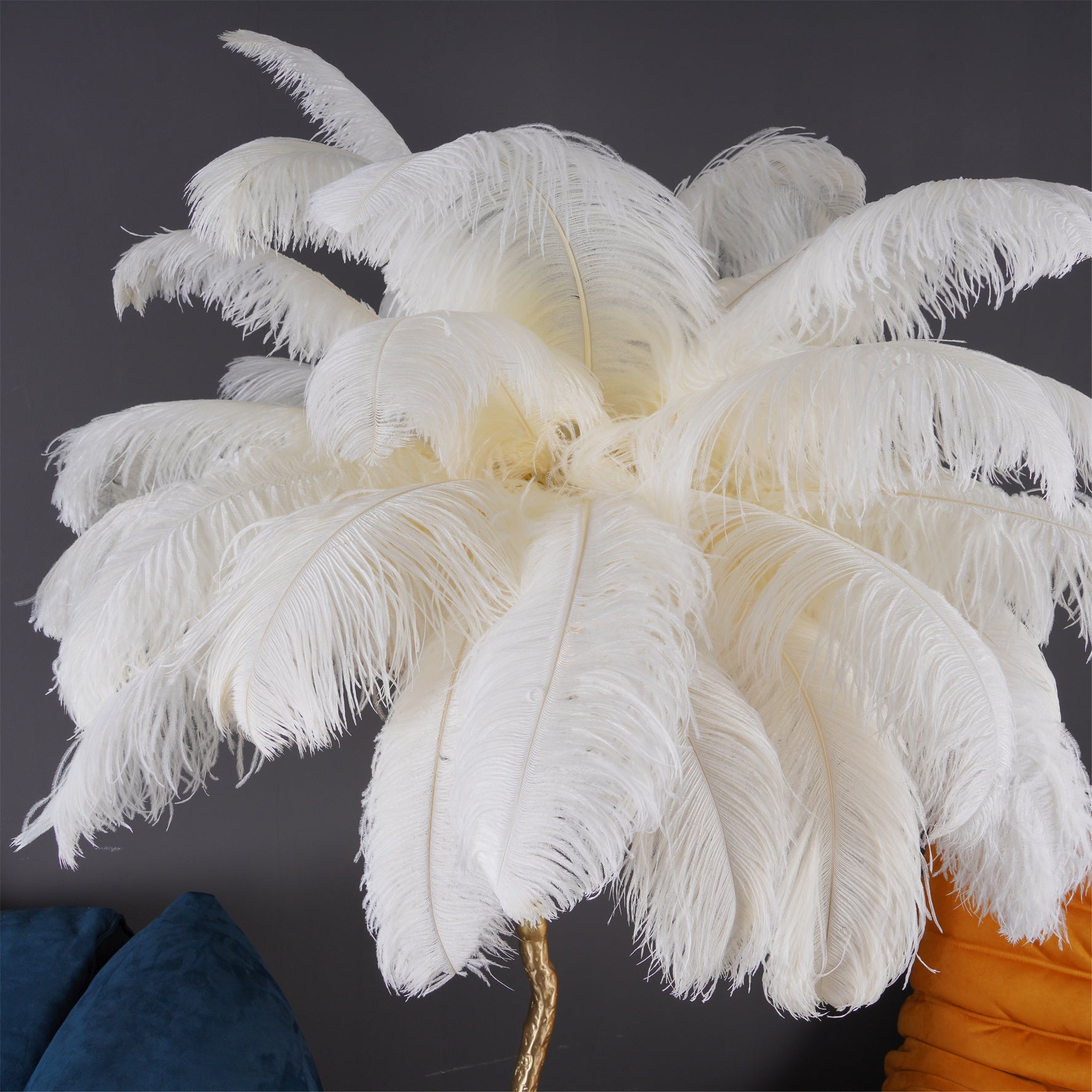 Ostrich Feather Brass Floor Lamp - Blowlighting