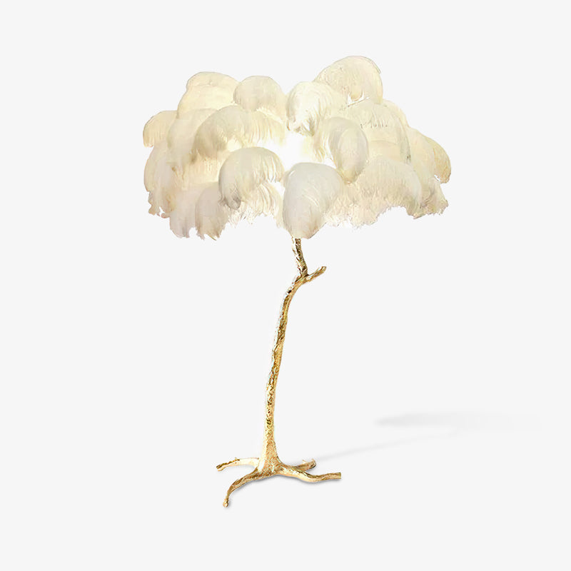 Ostrich Feather Brass Floor Lamp - Blowlighting