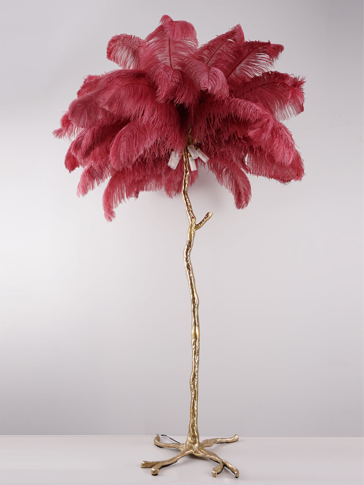 Ostrich Feather Brass Floor Lamp - Blowlighting