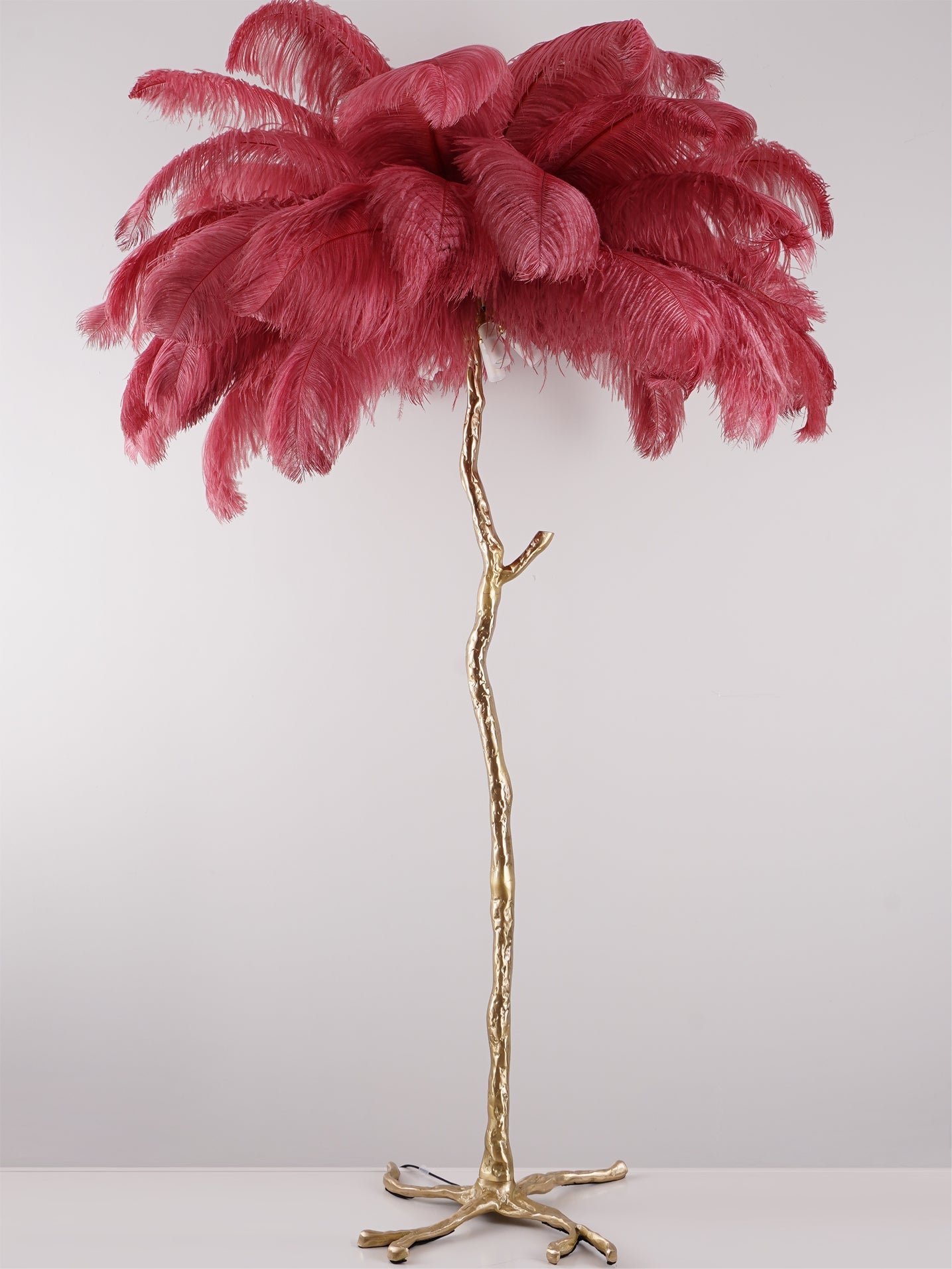 Ostrich Feather Brass Floor Lamp - Blowlighting