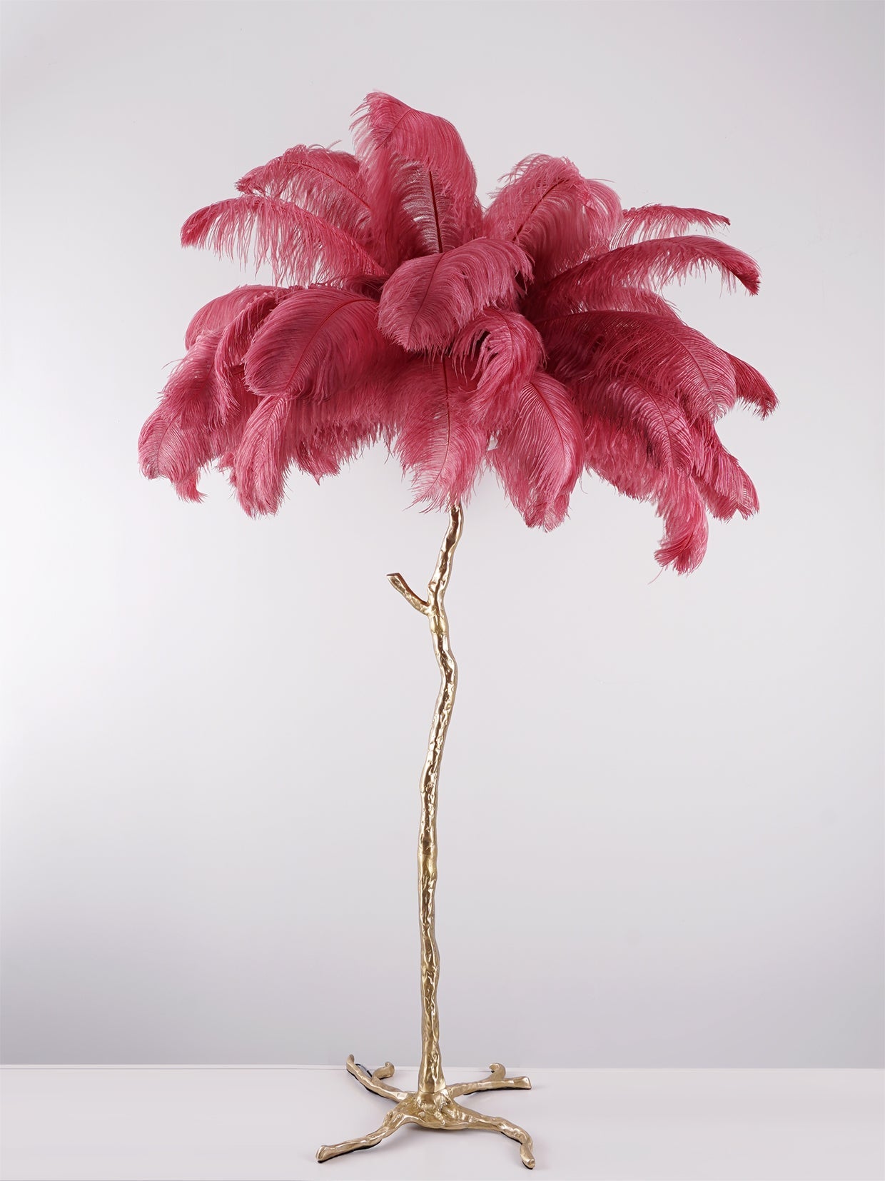 Ostrich Feather Brass Floor Lamp - Blowlighting