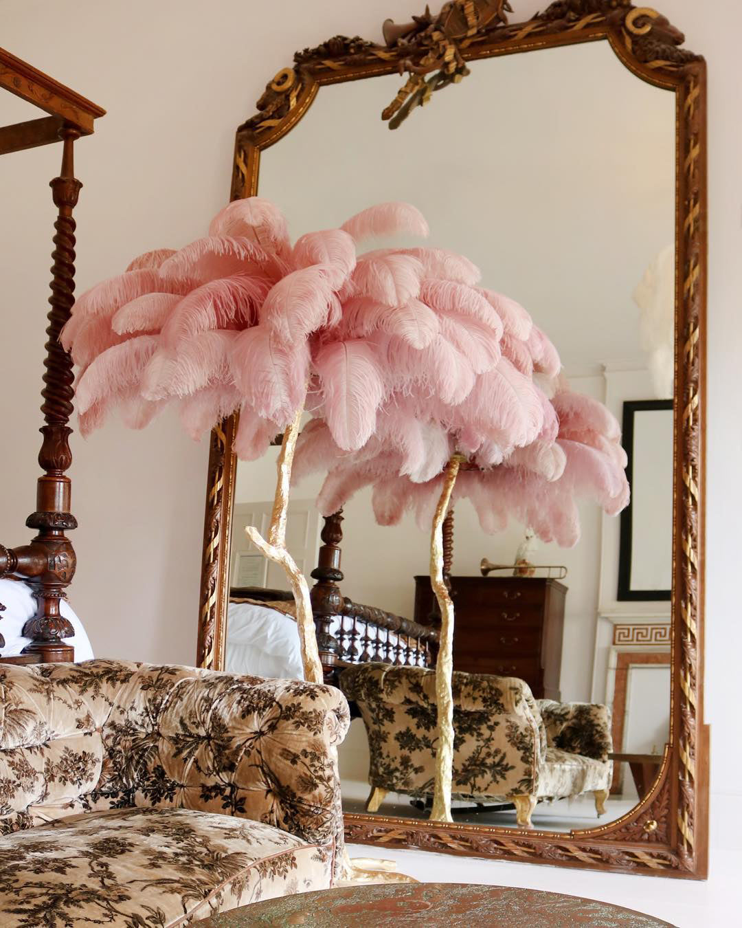 Ostrich Feather Brass Floor Lamp - Blowlighting