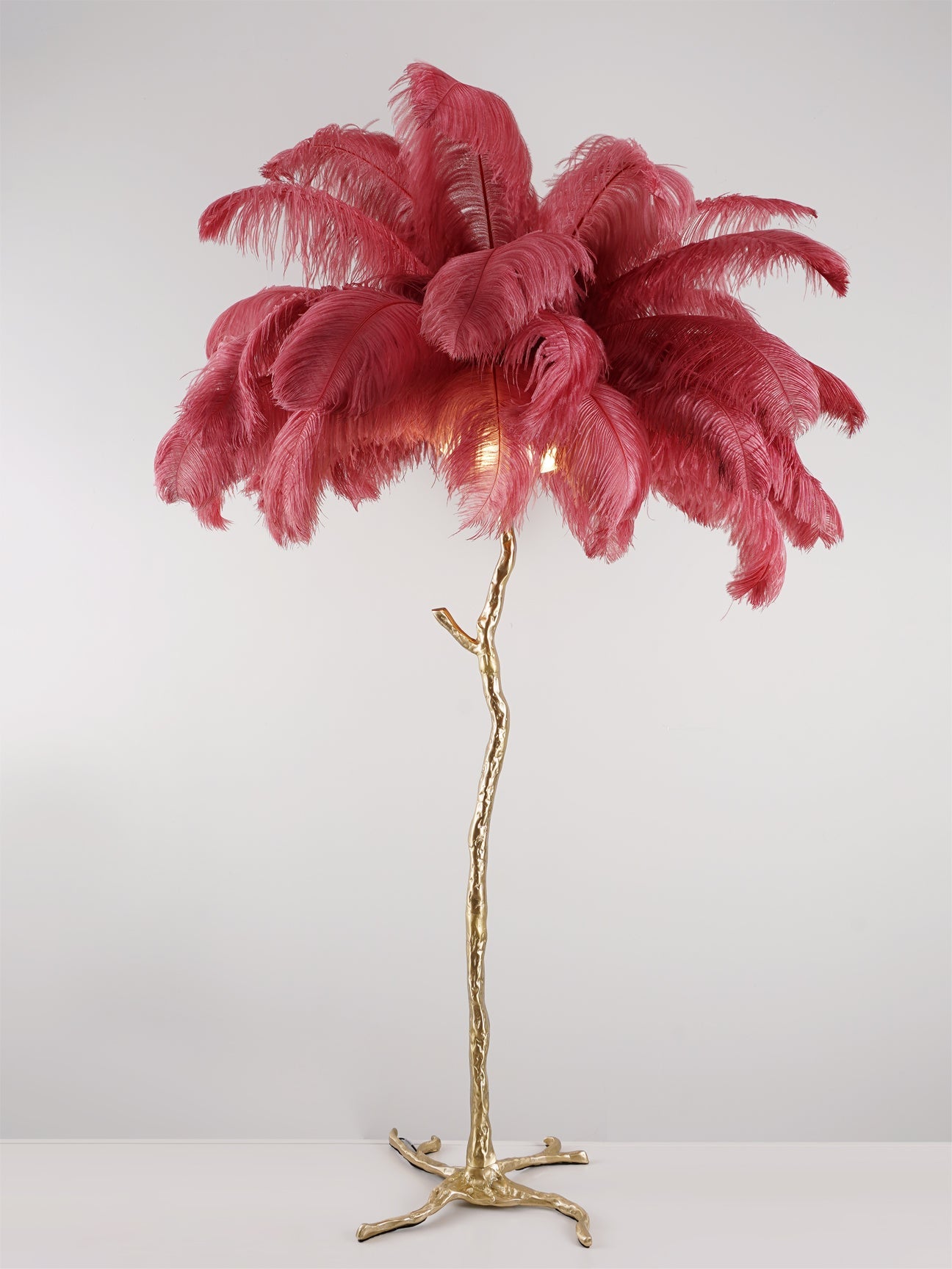Ostrich Feather Brass Floor Lamp - Blowlighting