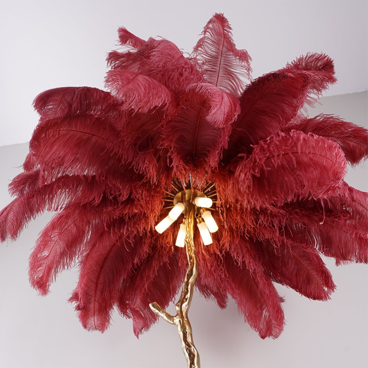 Ostrich Feather Brass Floor Lamp - Blowlighting