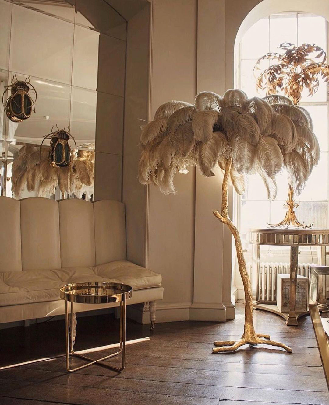 Ostrich Feather Brass Floor Lamp - Blowlighting