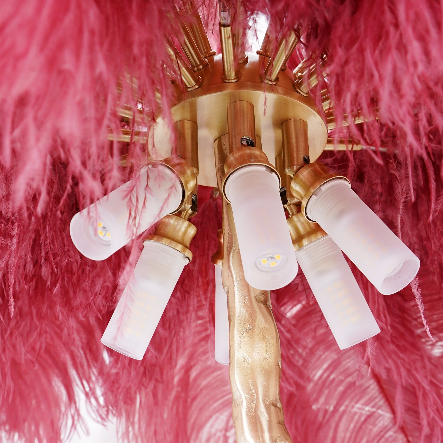 Ostrich Feather Brass Floor Lamp - Blowlighting