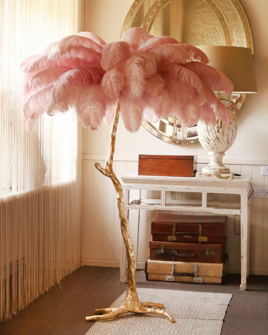 Ostrich Feather Brass Floor Lamp - Blowlighting