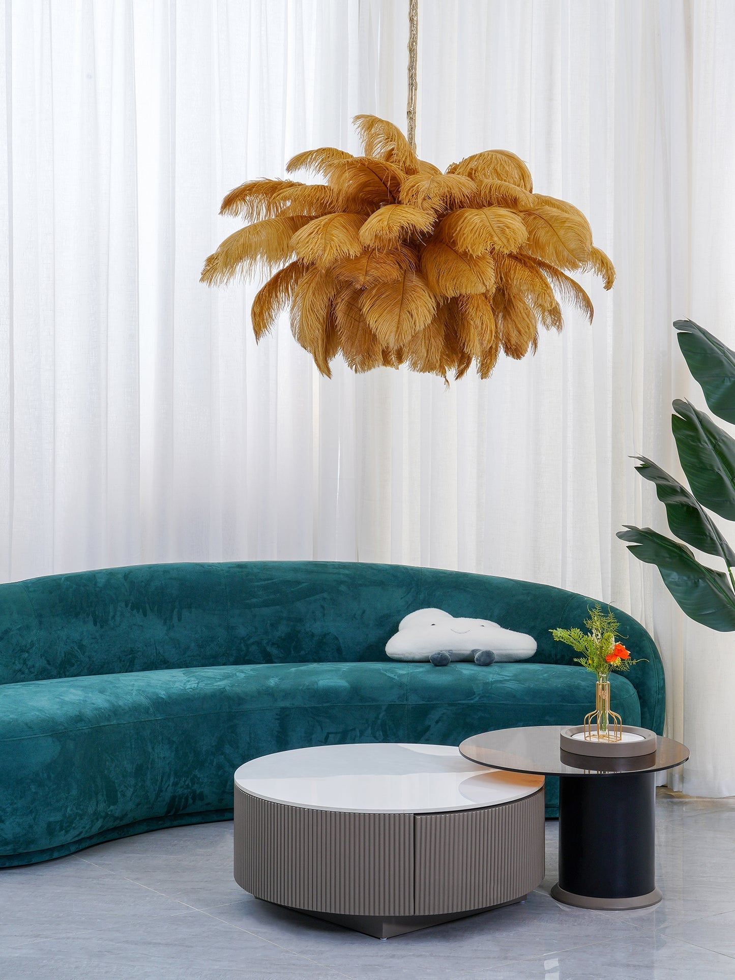 Ostrich Feather Chandelier - Blowlighting