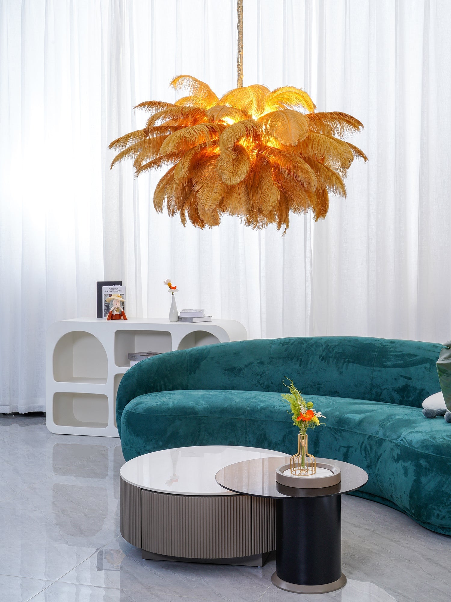 Ostrich Feather Chandelier - Blowlighting