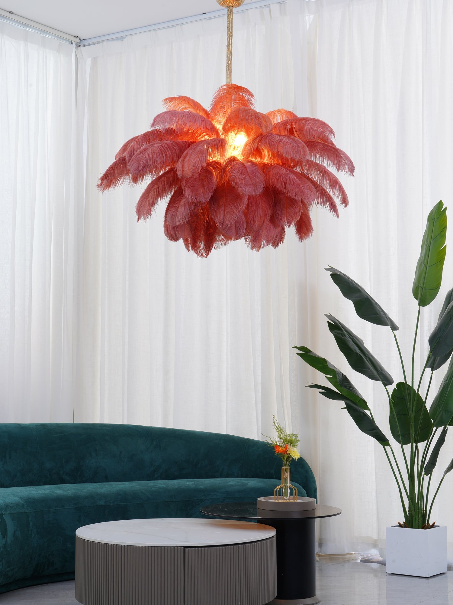 Ostrich Feather Chandelier - Blowlighting