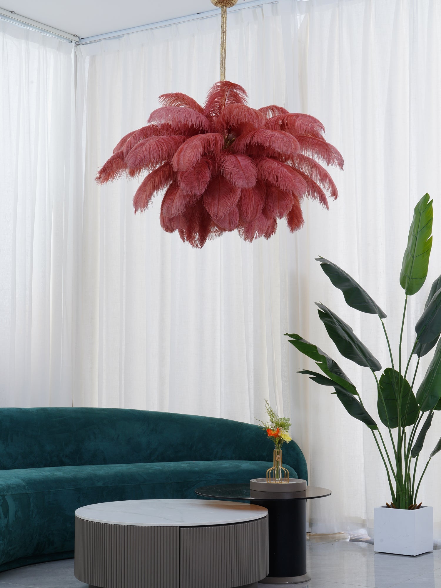 Ostrich Feather Chandelier - Blowlighting