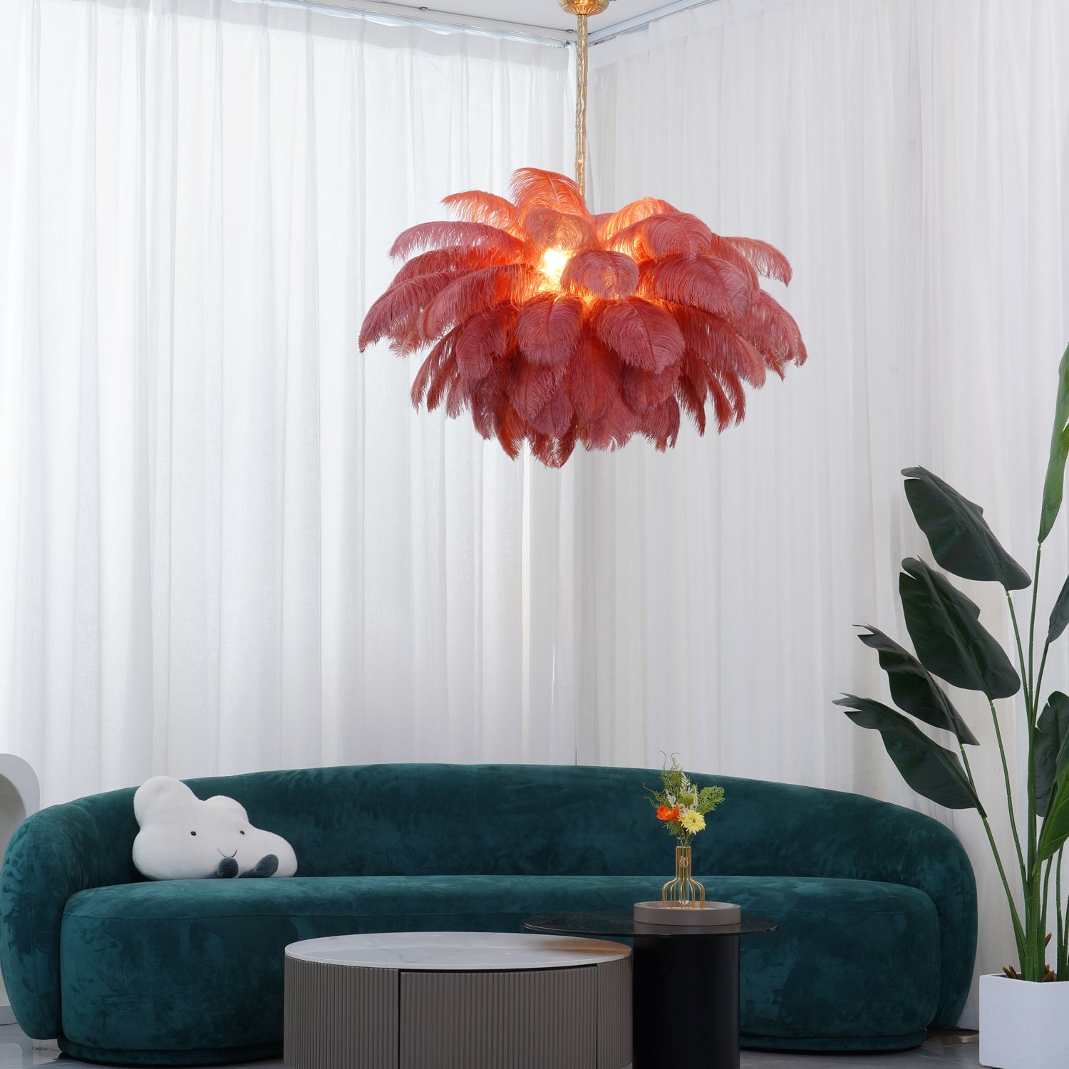 Ostrich Feather Chandelier - Blowlighting