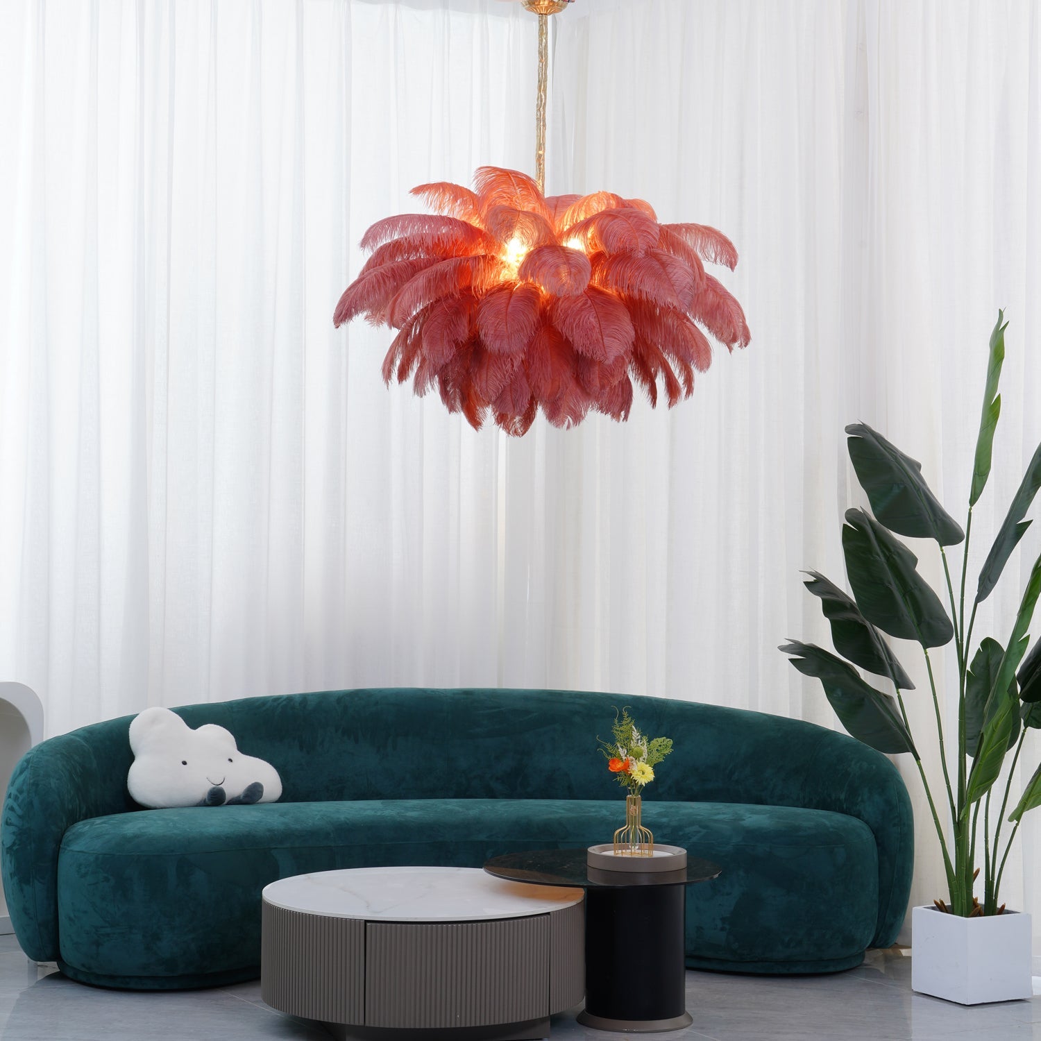 Ostrich Feather Chandelier - Blowlighting