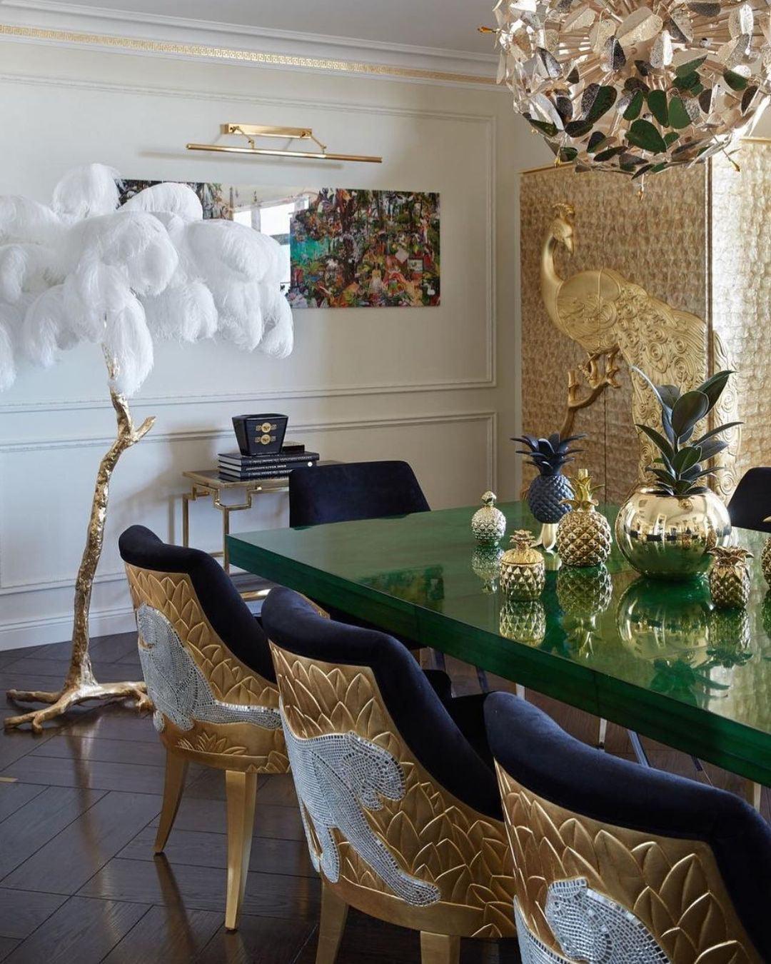 Ostrich Feather Brass Floor Lamp - Blowlighting