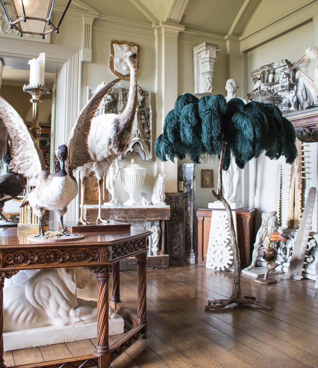 Ostrich Feather Brass Floor Lamp - Blowlighting