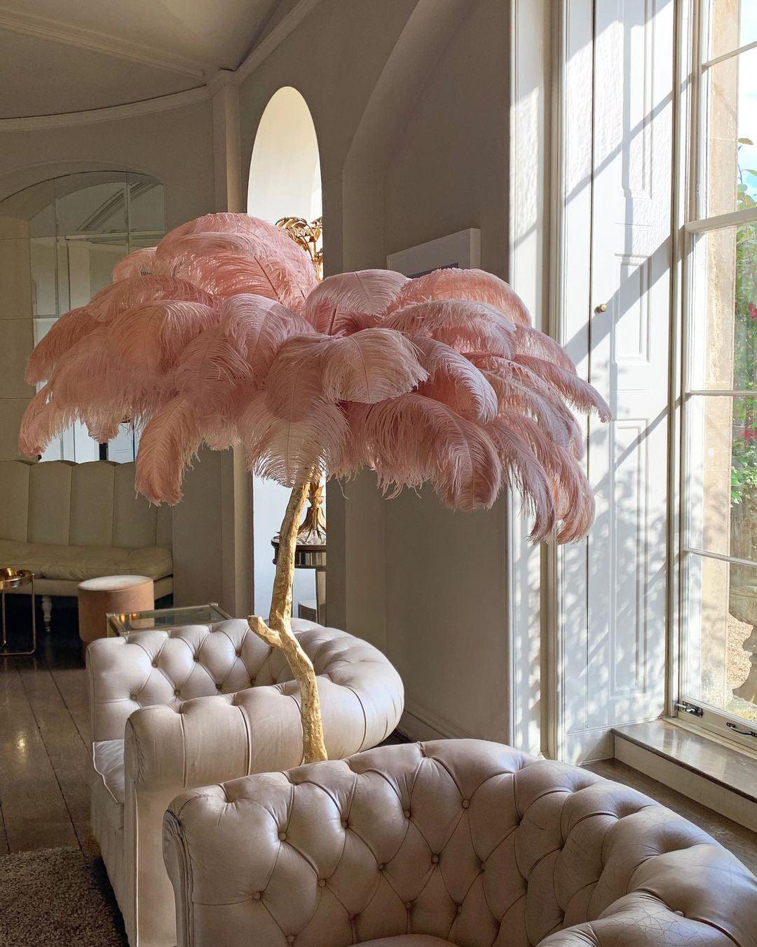 Ostrich Feather Brass Floor Lamp - Blowlighting