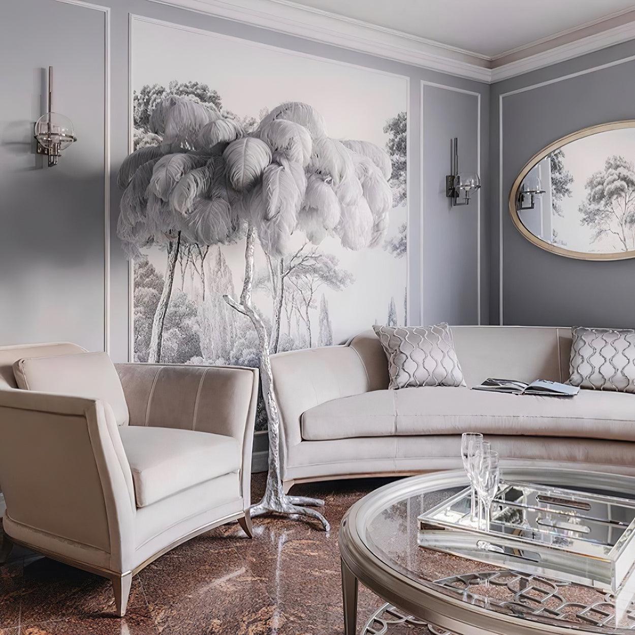 Ostrich Feather Brass Floor Lamp - Blowlighting