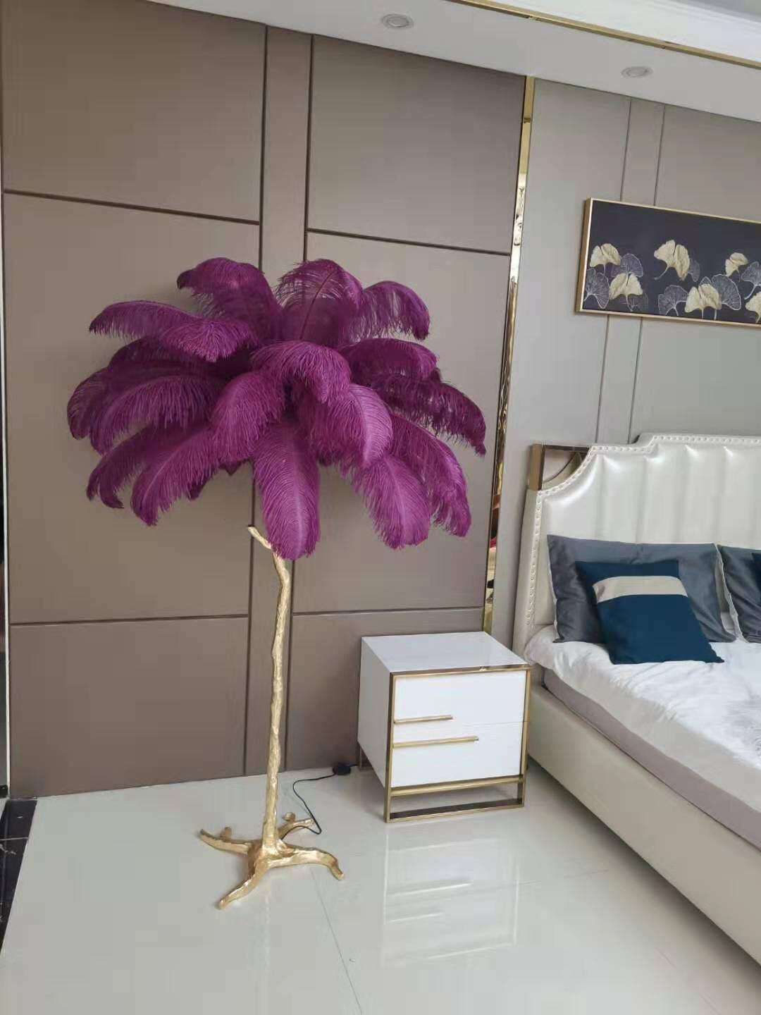 Ostrich Feather Brass Floor Lamp - Blowlighting