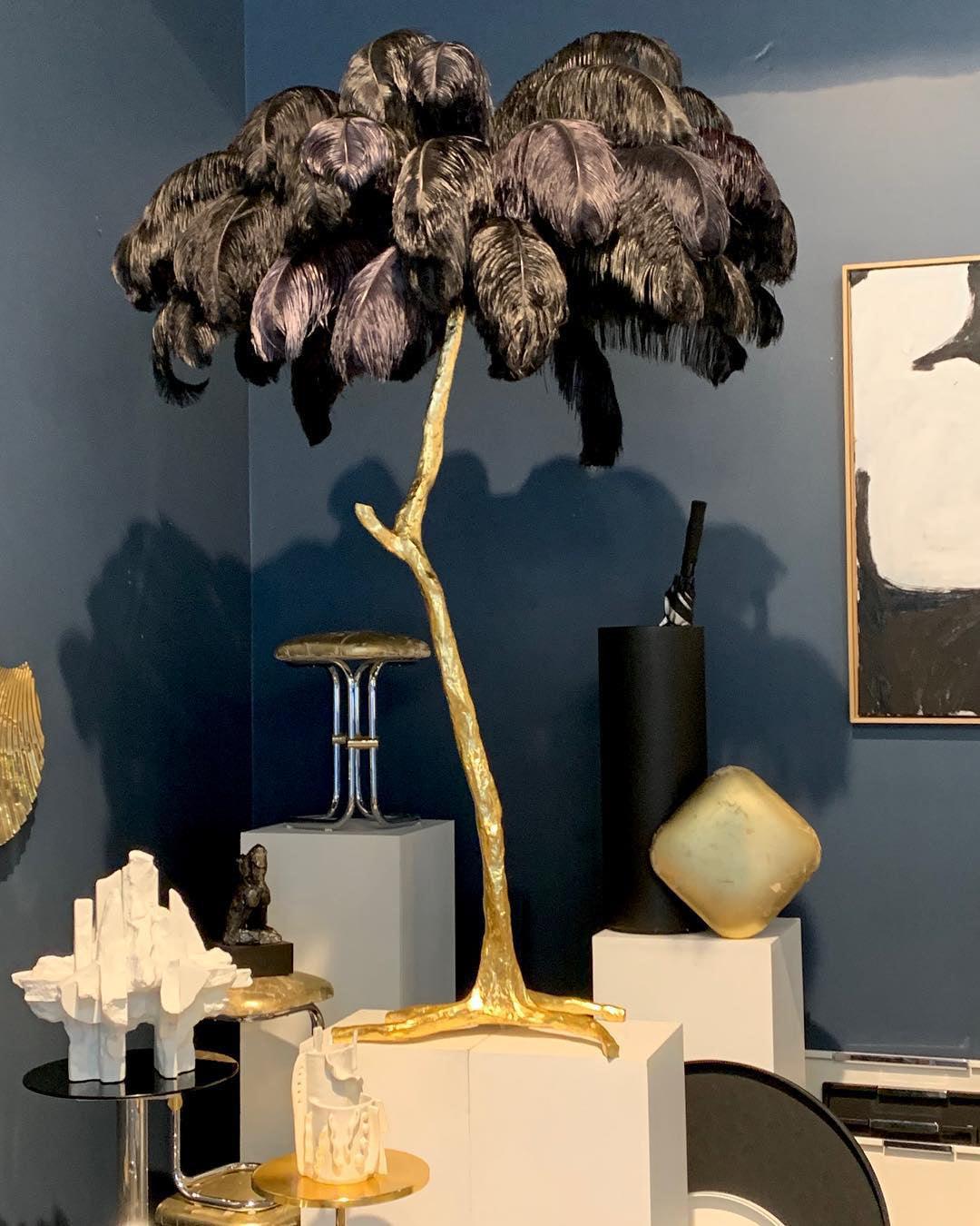 Ostrich Feather Brass Floor Lamp - Blowlighting