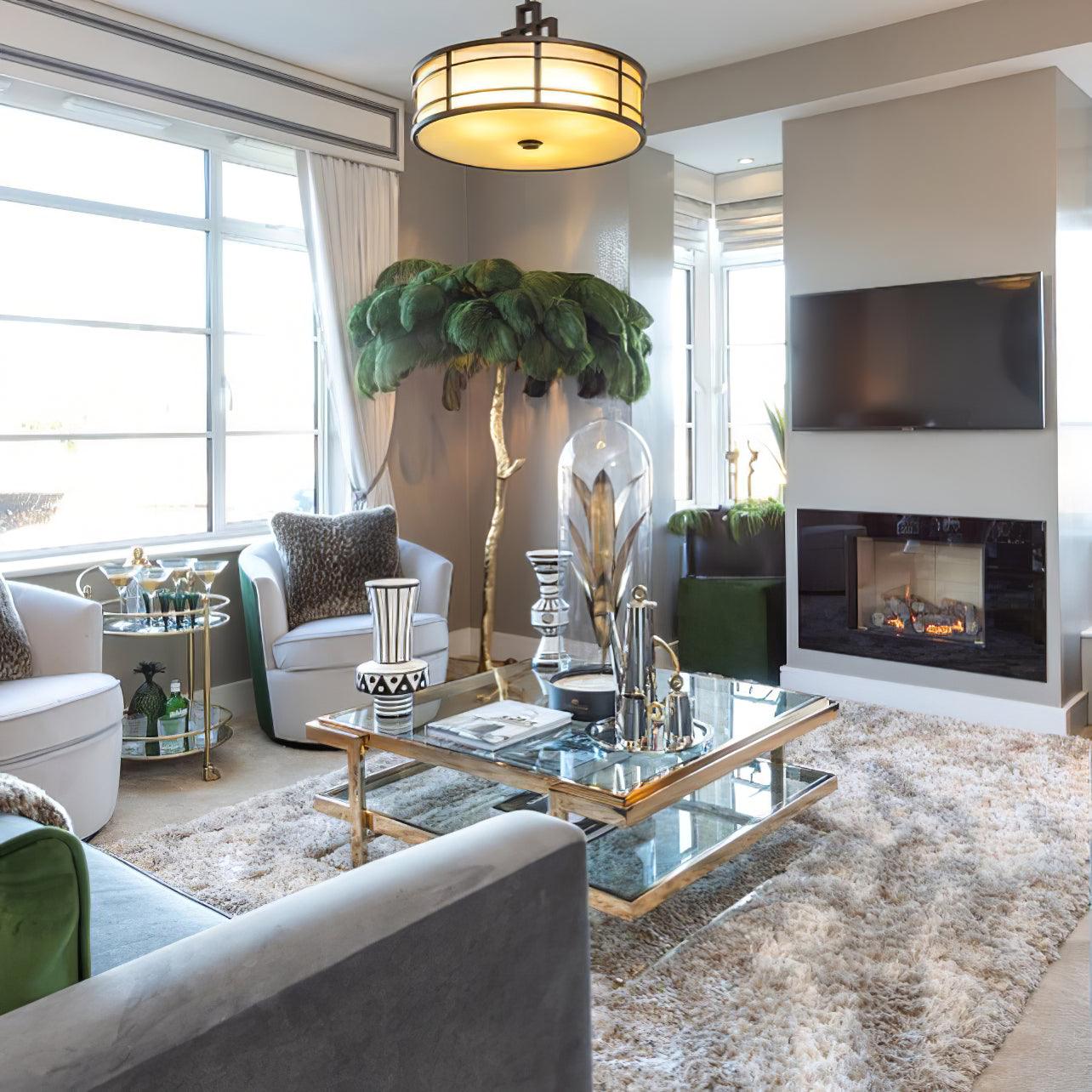 Ostrich Feather Brass Floor Lamp - Blowlighting