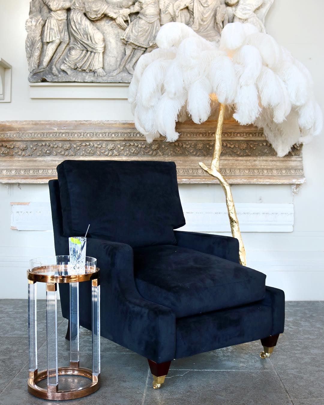 Ostrich Feather Brass Floor Lamp - Blowlighting